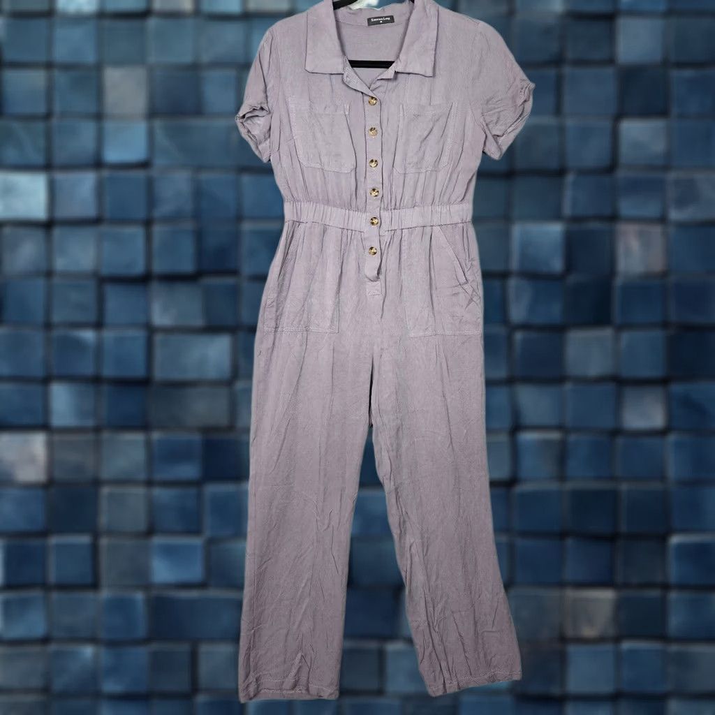 Vintage Emerson Violet Button up Collar Short Sleeve Jumper Women's M One-Piece Purple Rayon Knit Jumpsuit Women's Size M / US 6-8 / IT 42-44 - 1 Thumbnail