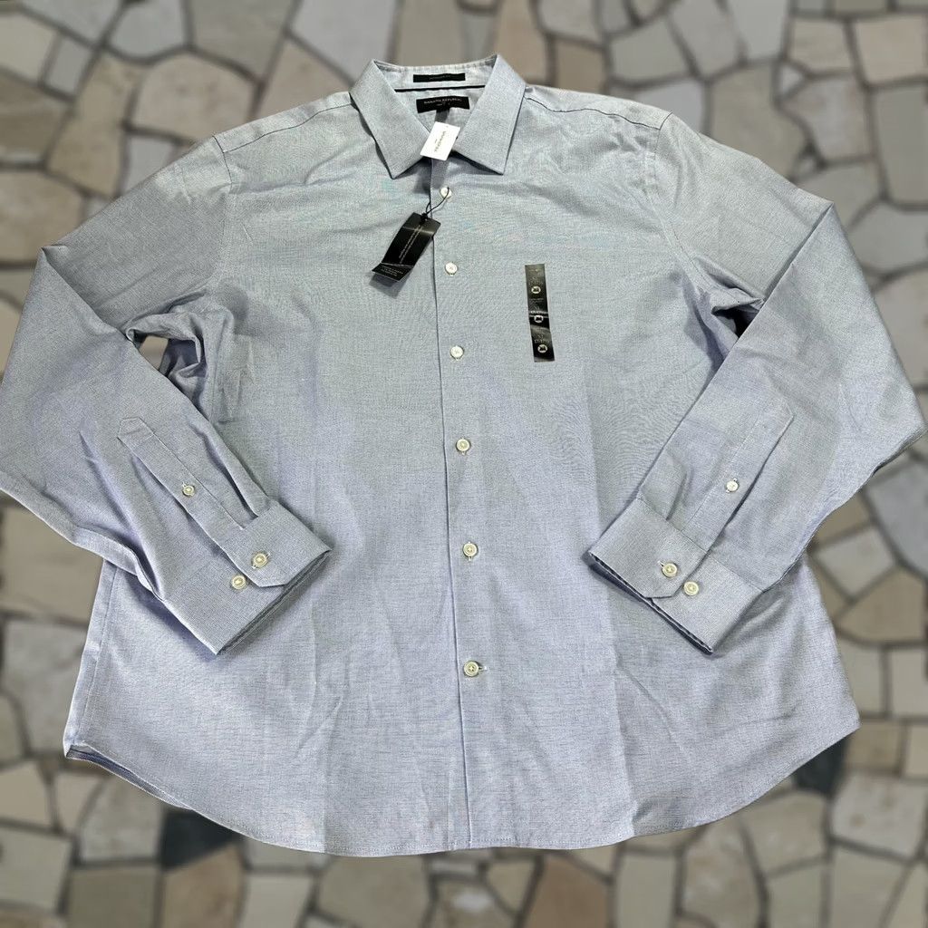 Banana Republic Banana Republic Dress Shirt Mens XL Blue Check Non-Iron Long Sleeve Untucked Regular Fit Shirt Size 46R - 1 Thumbnail