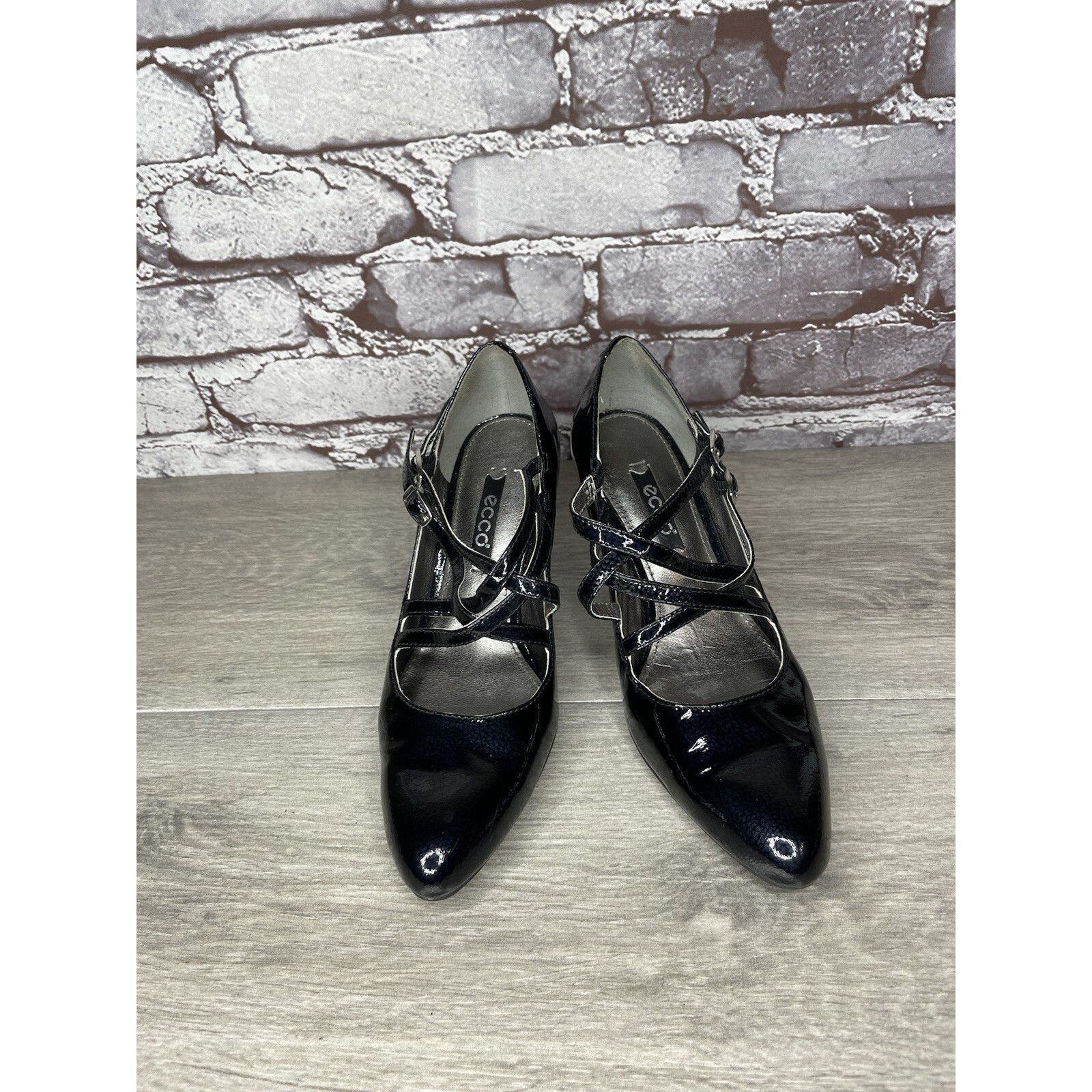 Ecco Ecco Navy Blue Patent Leather Mary Jane Strap Heels Shoes Wo Size US 5 / IT 35 - 20 Thumbnail
