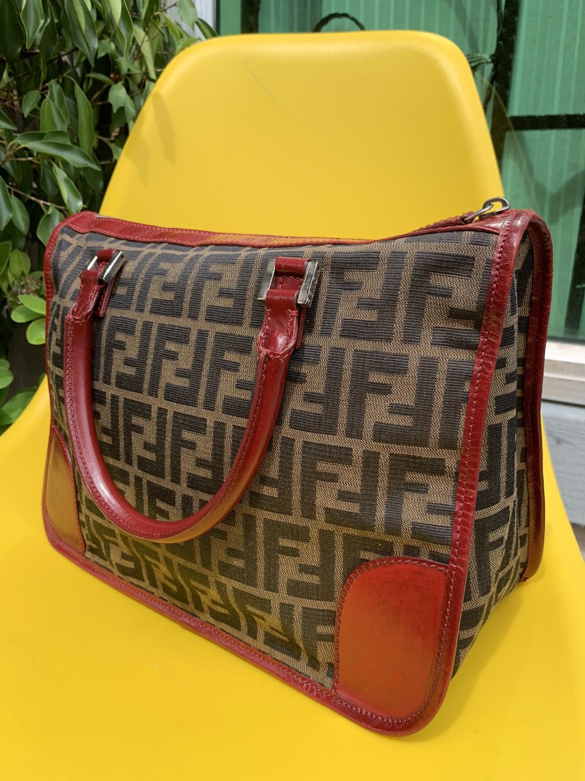 Fendi × Vintage AUTHENTIC VINTAGE FENDI ZUCA TOTE TOBACCO RED BAG Size ONE SIZE - 3 Thumbnail