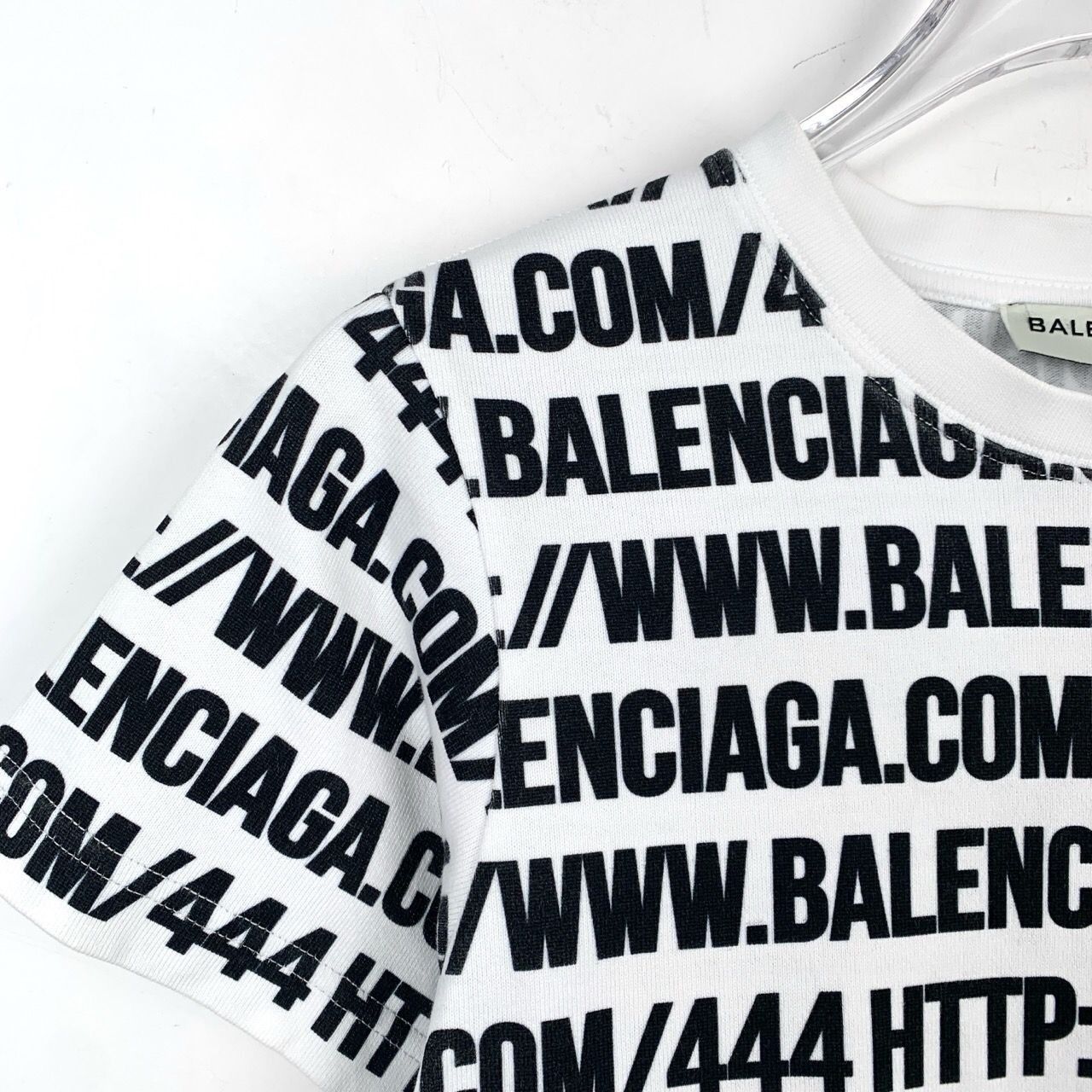 Balenciaga Balenciaga Allover Logo Print White & Black Cotton T-Shirt X Size US XS / EU 42 / 0 - 3 Thumbnail