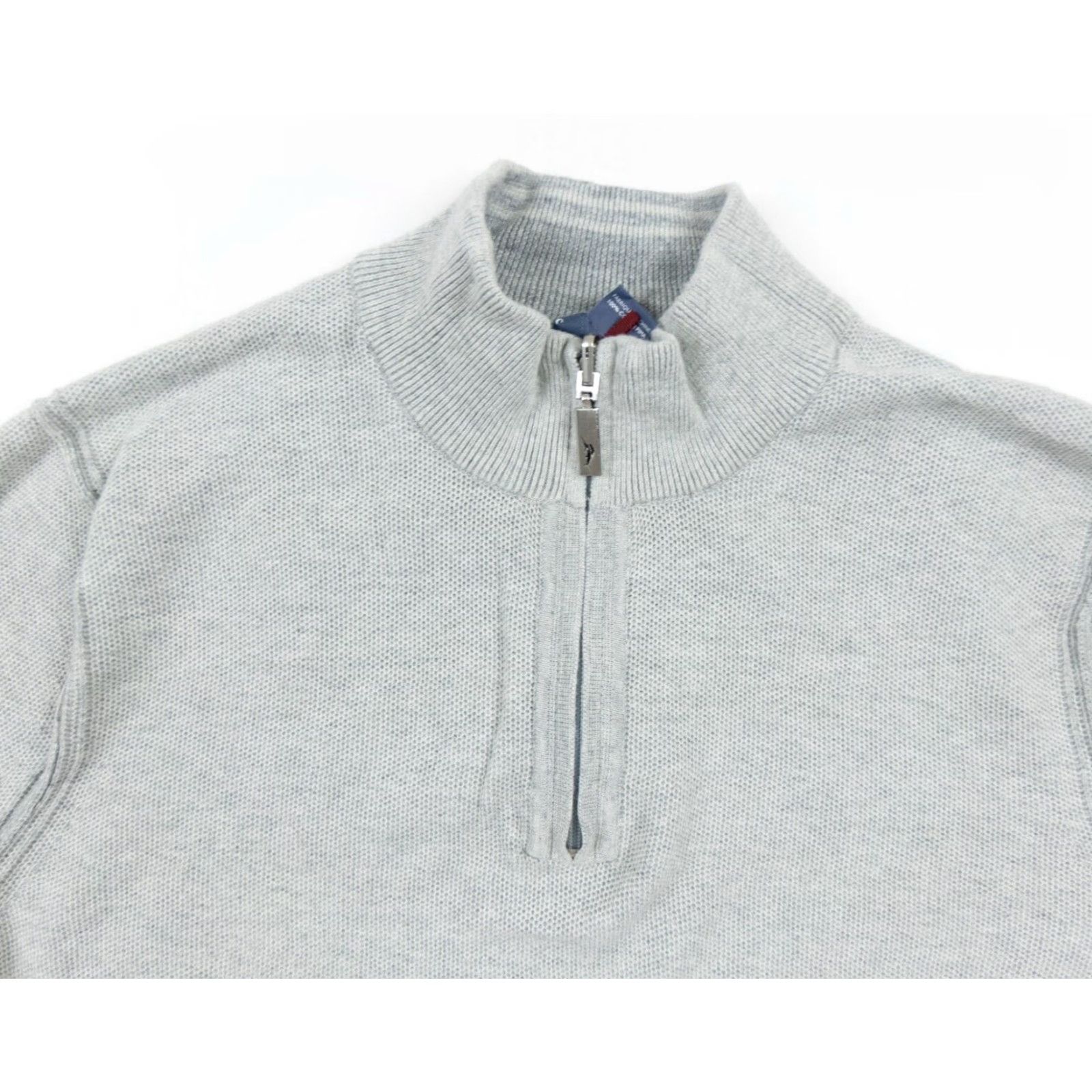Tommy Bahama VINTAGE Tommy Bahama Men's Sweater Pullover 1/4 Zip Reversible Cotton Gray Regular Size Large Size US L / EU 52-54 / 3 - 2 Thumbnail