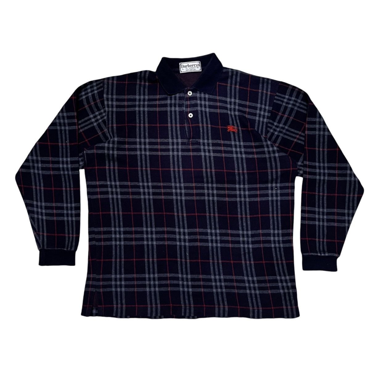90s Burberry London Polo Shirt Nova Check Poland Khaki