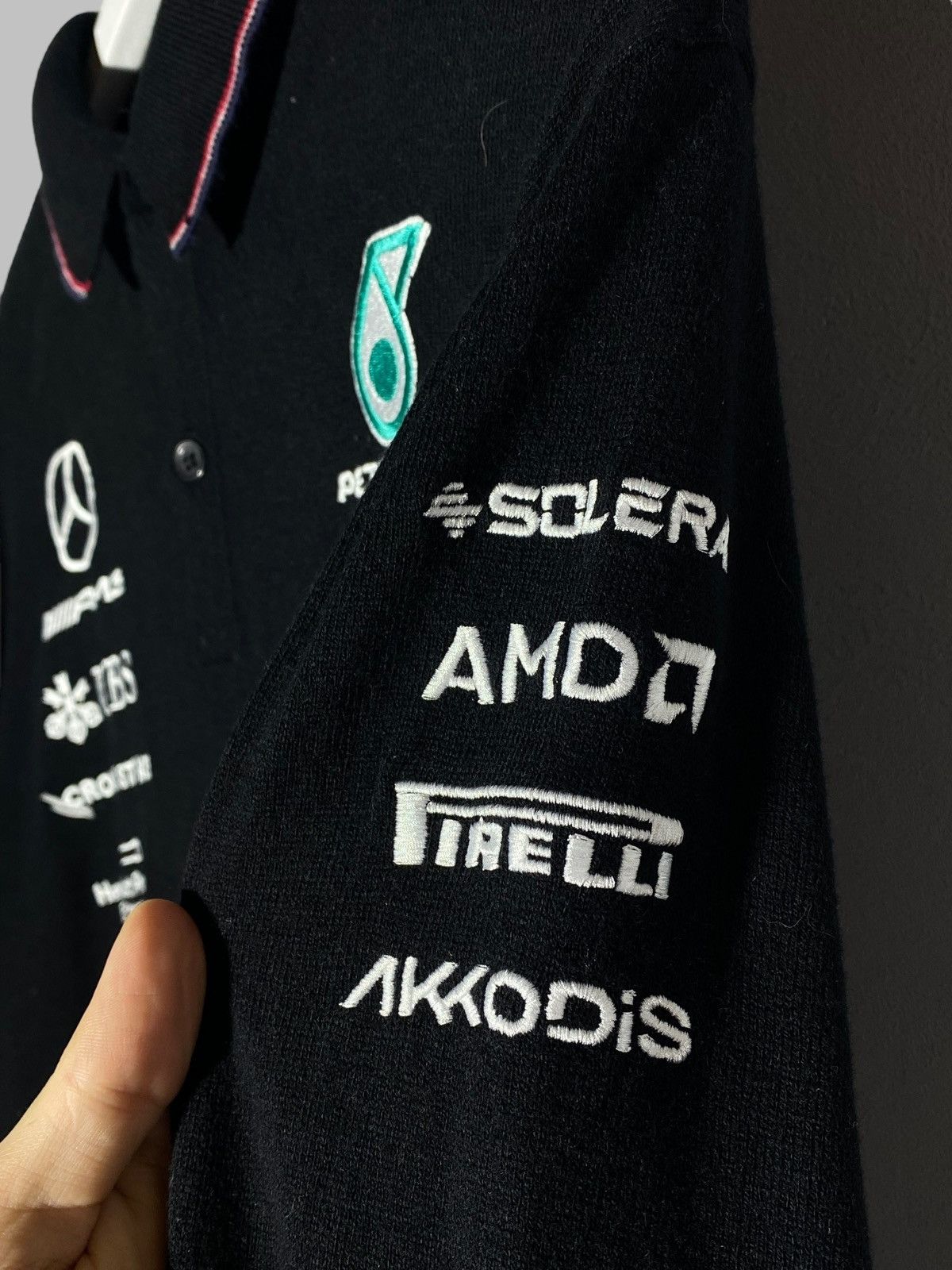 Mercedes-Benz 🔥 MERCEDES F1 LONG SLEEVE POLO RACING TOMMY BOSS VIBES Size US XL / EU 56 / 4 - 13 Thumbnail