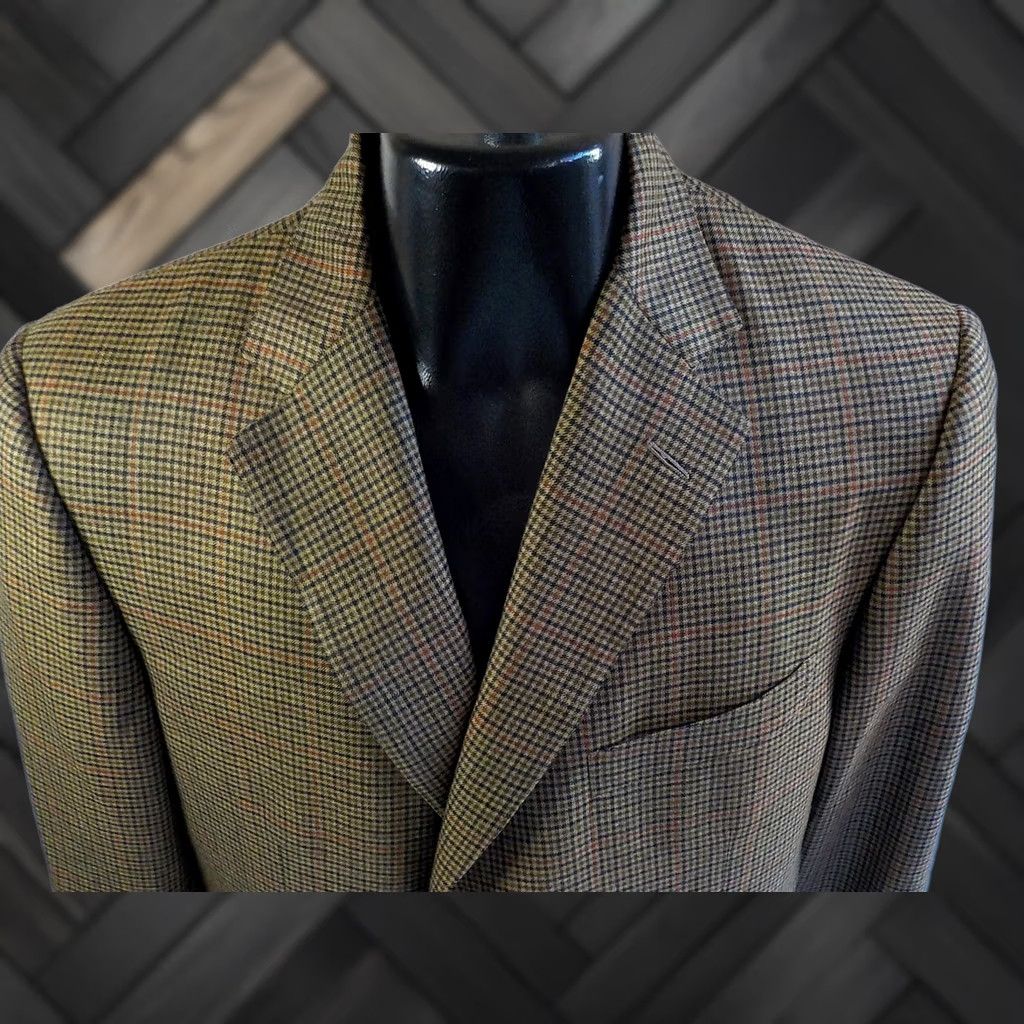 Ermenegildo Zegna VINTAGE Ermenegildo Zegna Blazer Jacket / Coat 3 Button 46L Wool Plaid Double-Breasted Long Mens Size 46R - 1 Thumbnail