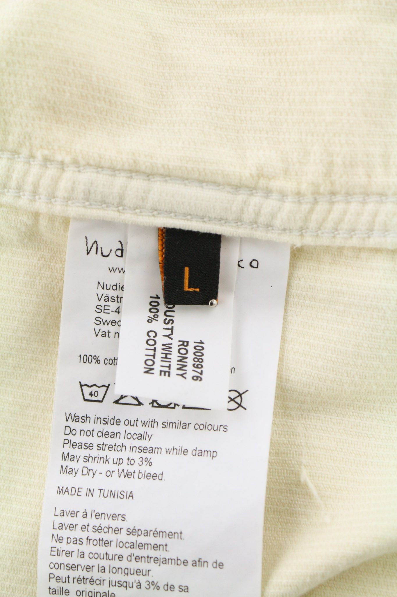 RONNY M Dusty White Cotton Corduroy Logo Jacket 81019