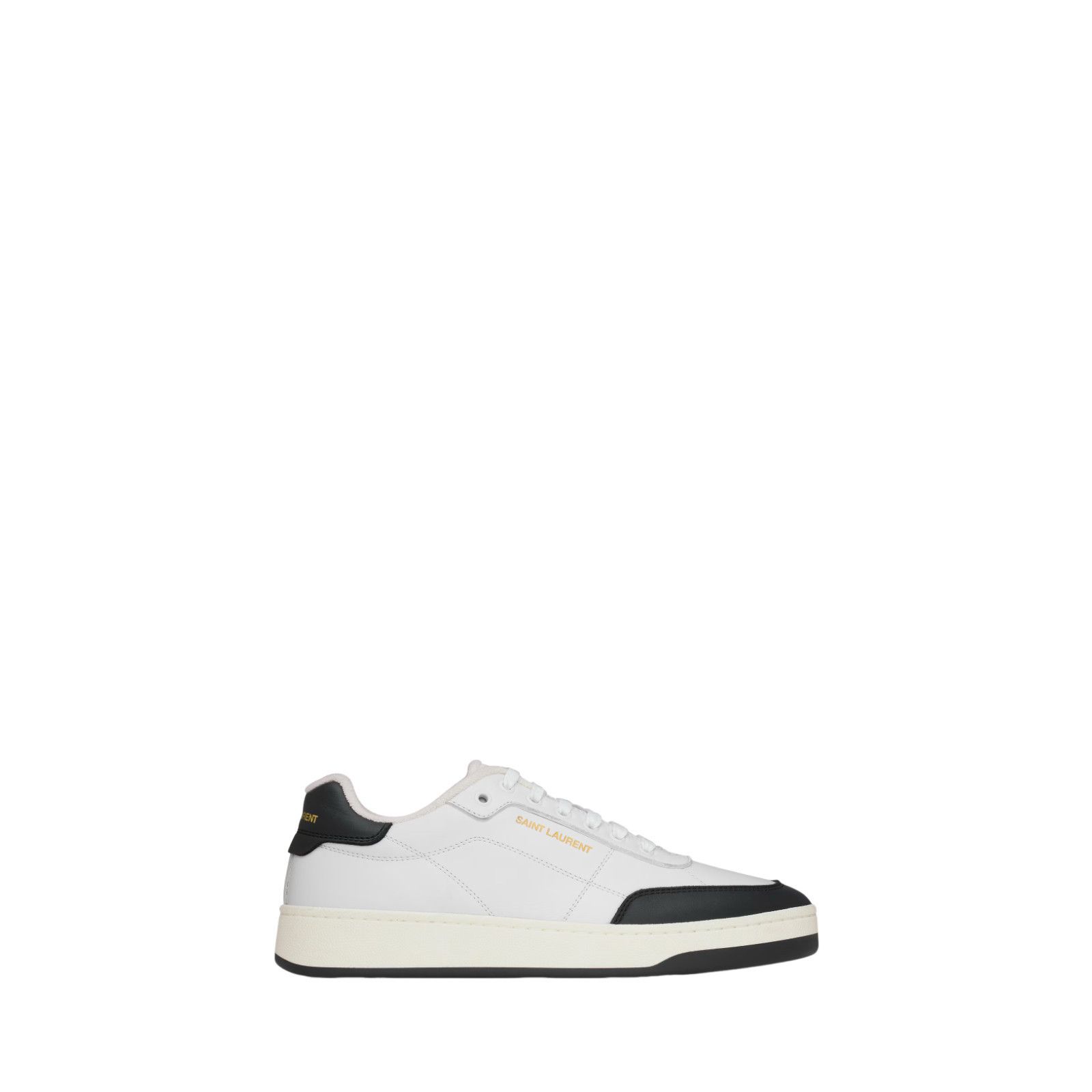SAINT LAURENT SL/61 $880 White/Black Smooth Leather Sneakers