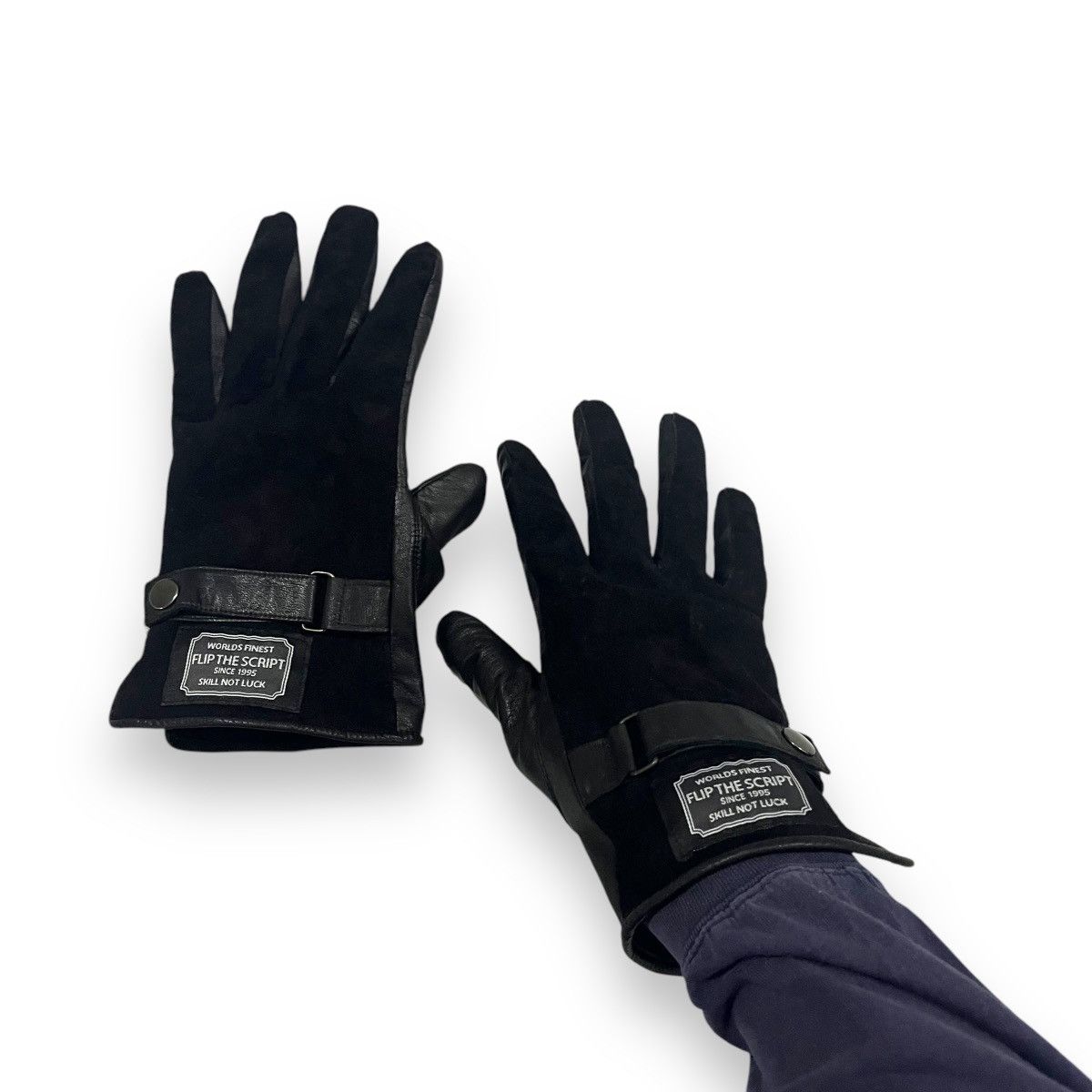 Beauty Beast × Leather FLIP THE SCRIPT LEATHER SUEDE BLACK GLOVE Size ONE SIZE - 8 Thumbnail