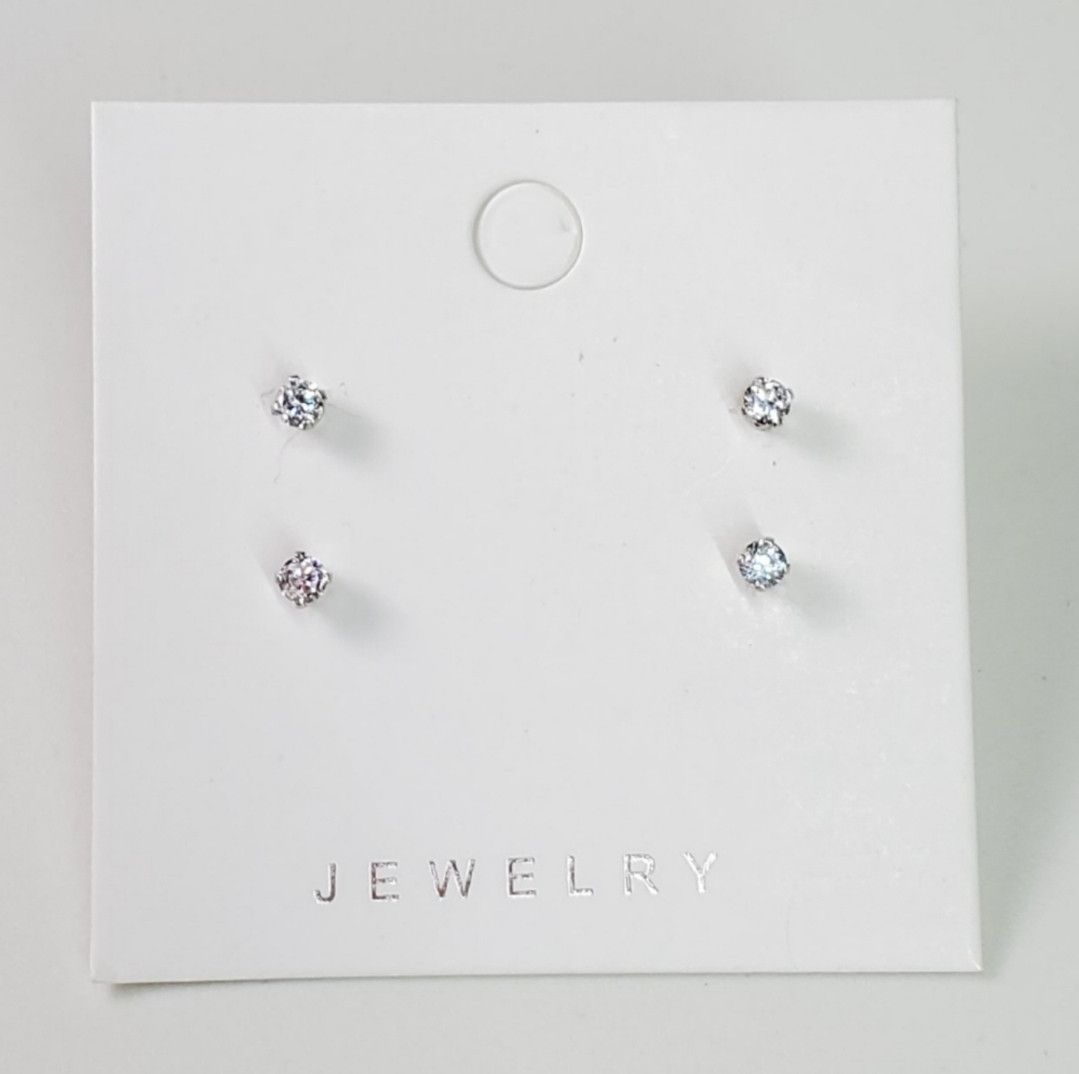 Other Jezlaine 925 CZ Stud Earrings Sterling Silver Cubic Zirconia Size ONE SIZE - 1 Thumbnail