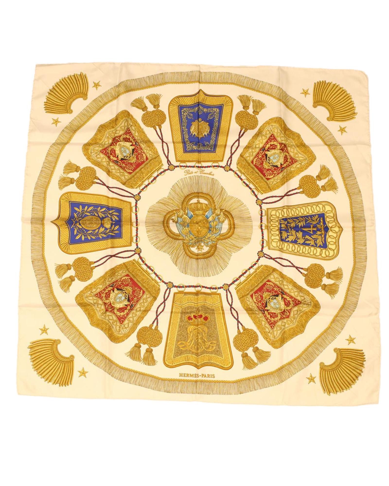 image of Hermes Silk Poste Et Cavalerie Scarf in White, Women's