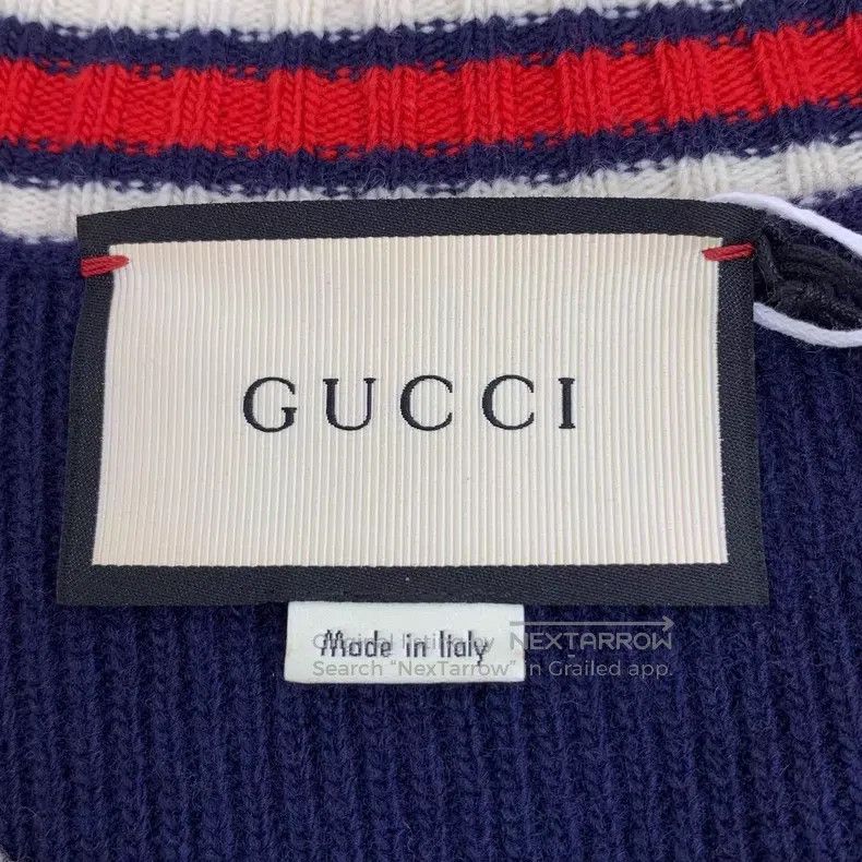 Gucci Gucci Dark blue striped wool V-neck long-sleeved knitwear Size M / US 6-8 / IT 42-44 - 5 Thumbnail