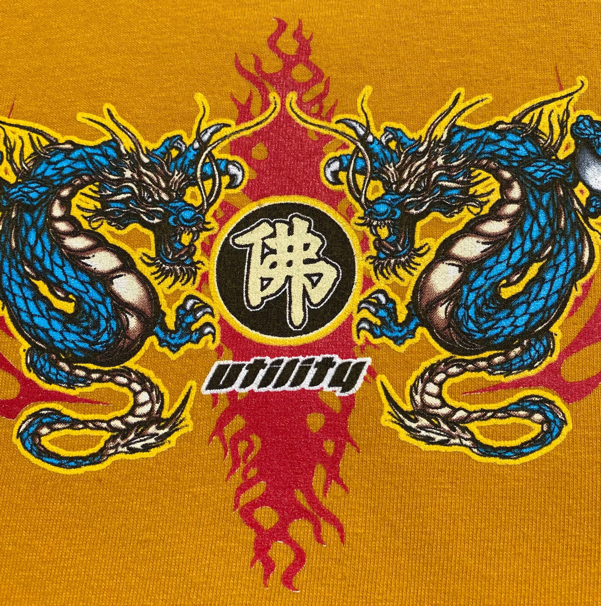 Vintage 90’s Utility Dragon Flames Yellow Long Sleeve T Shirt Medium Size US M / EU 48-50 / 2 - 5 Thumbnail