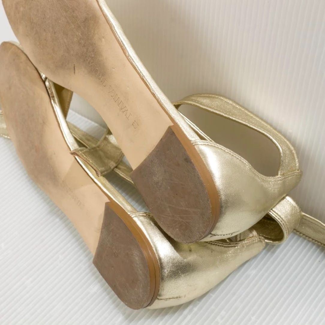 Vintage Ivanka Trump Gold Leather Flats w/ Ankle Ties Size 8 Women’s Flat Leather Gold 8 Womens Shoes Size US 8 / IT 38 - 5 Thumbnail