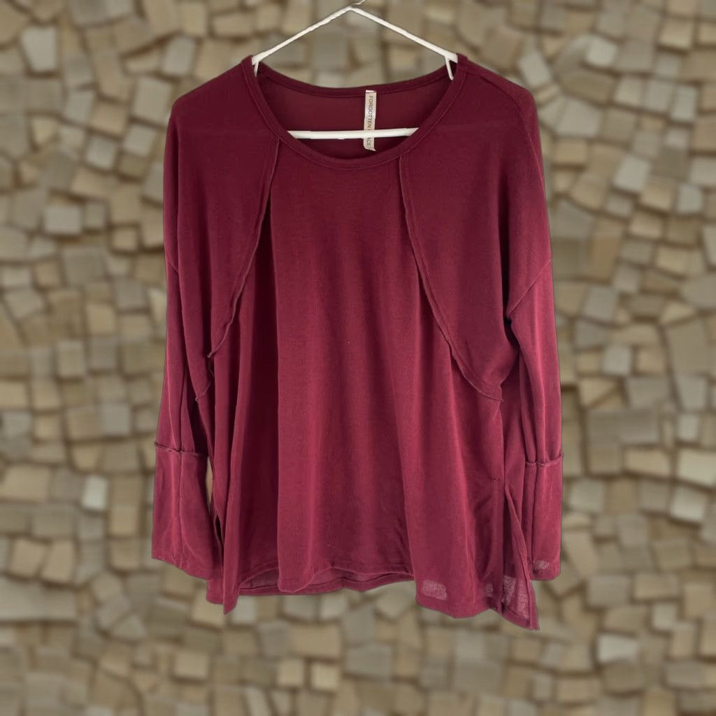 Vintage Forgotten Grace T Shirt Blouse Women's Small Burgundy Long Sleeve NWT Size S / US 4 / IT 40 - 1 Thumbnail