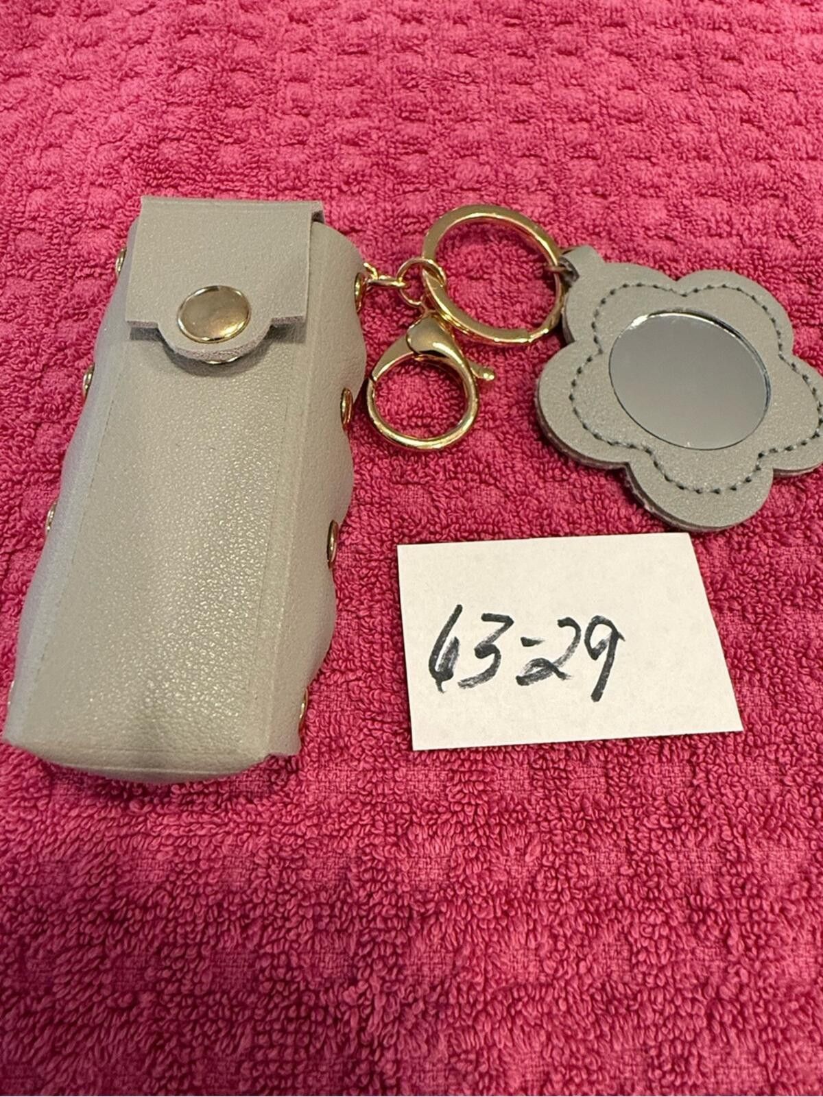 Other Faux leather gray lipstick keychain floral mirror travel Size ONE SIZE - 11 Thumbnail