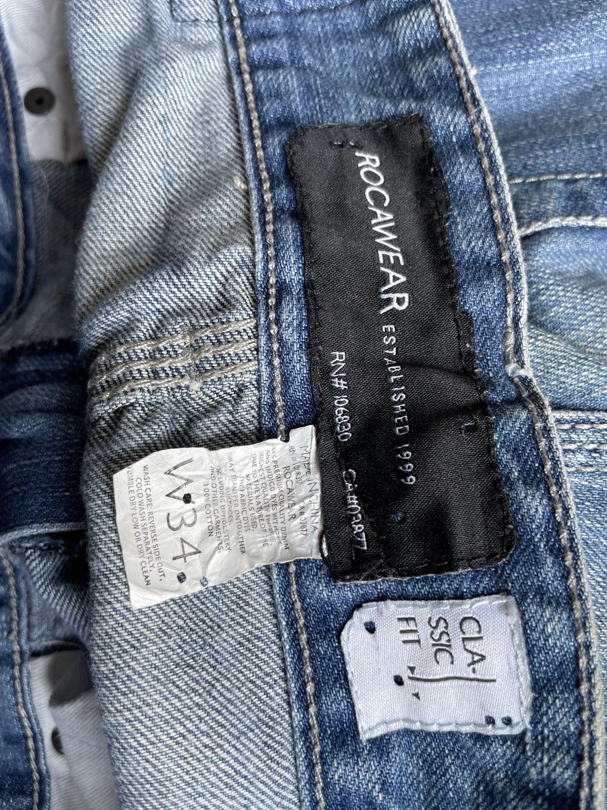 JNCO × Rocawear Rocawear R+ Classic Fit Faded Denim Size US 37 - 17 Thumbnail