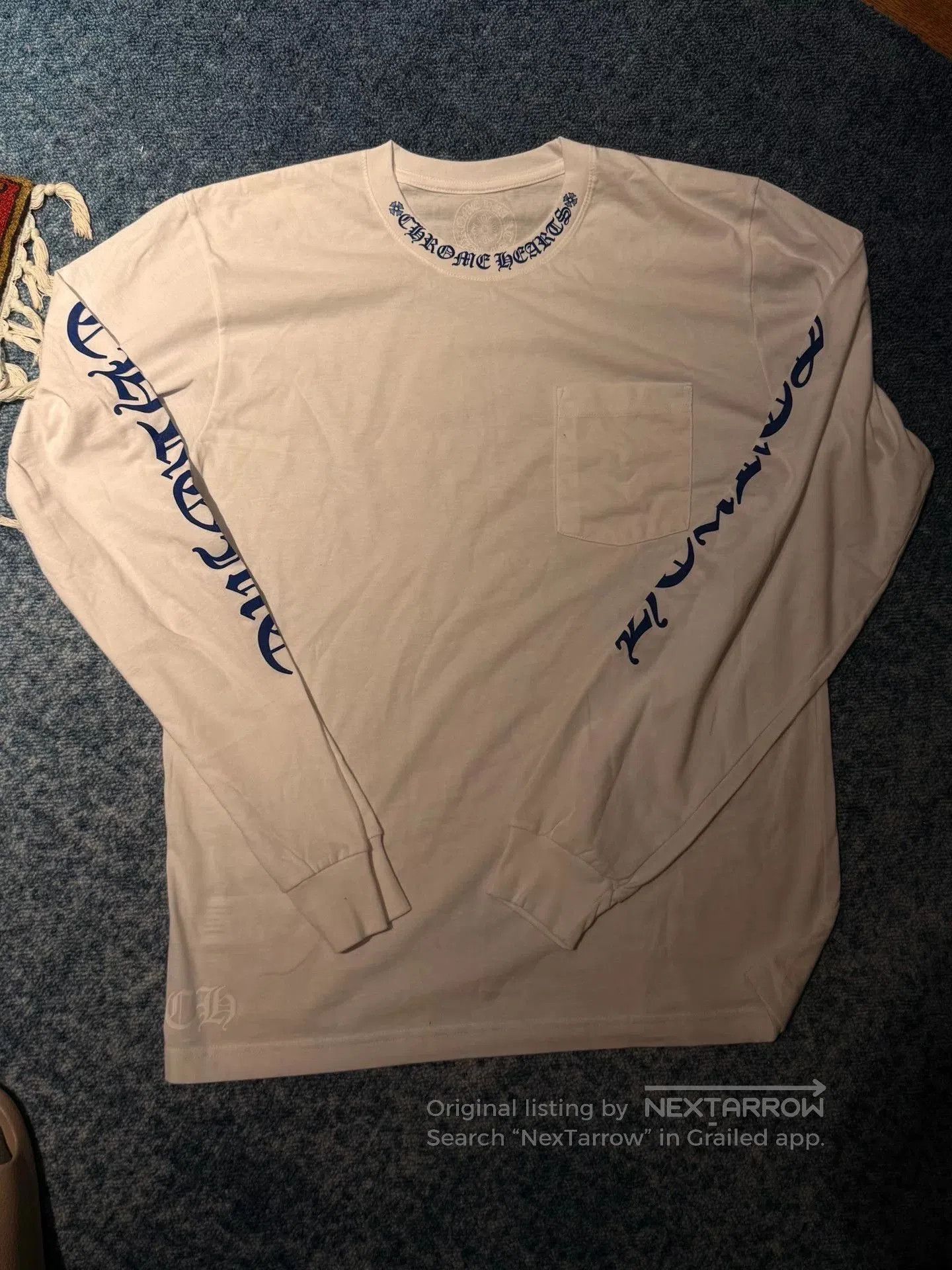 Chrome Hearts White Blue Logo Long Sleeve.