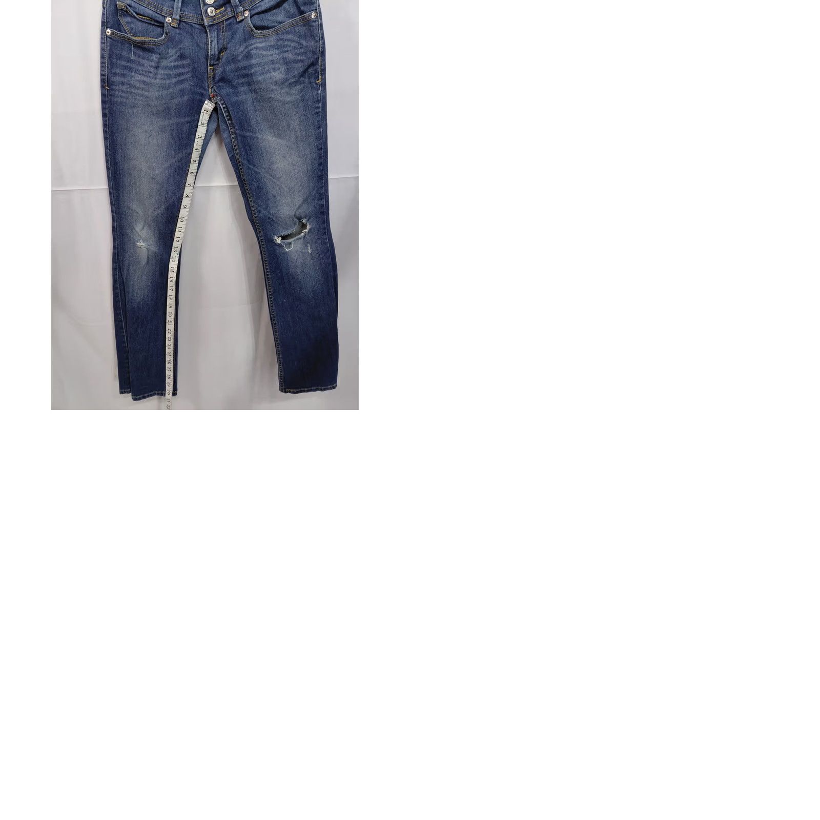 Vintage VINTAGE Levi’s 524 Too Superlow Skinny Jeans Women W27 L32 Distressed Knee Jeans Y2K Retro Blue Denim Cotton Elastane Size 27" / US 4 / IT 40 - 10 Thumbnail