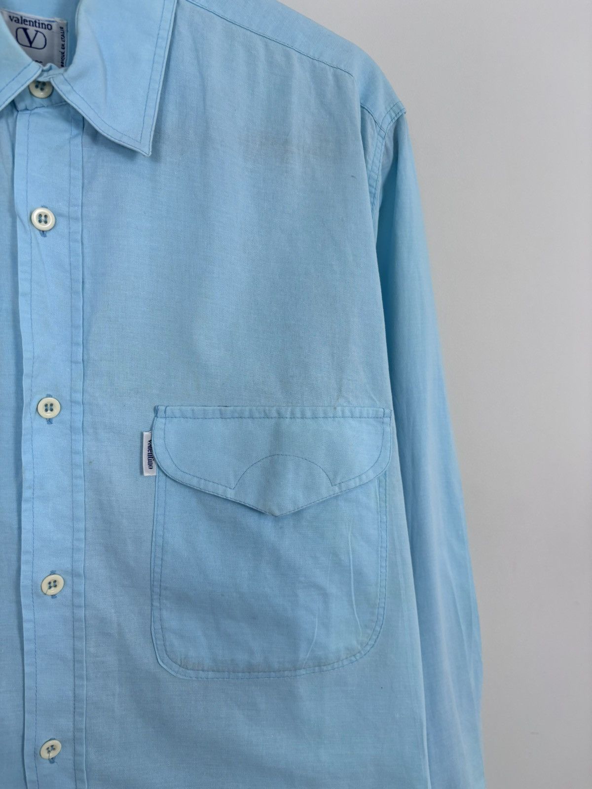 Valentino Vintage 1990s Valentino Jeans Men’s Blue Long Sleeve Shirt Size US M / EU 48-50 / 2 - 3 Thumbnail