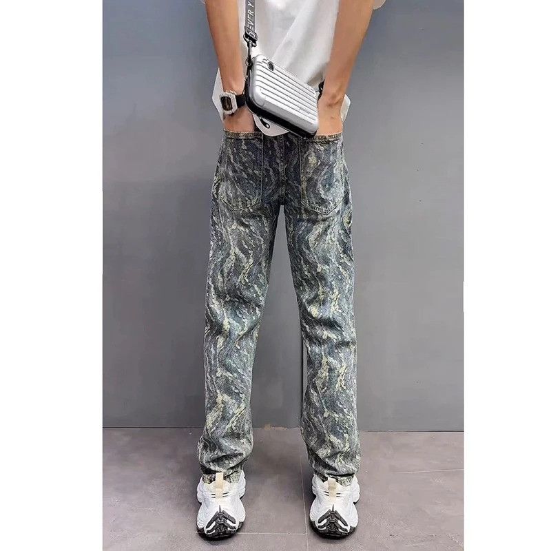 Jean Y2k Jacquard Jeans Size US 33 - 4 Thumbnail