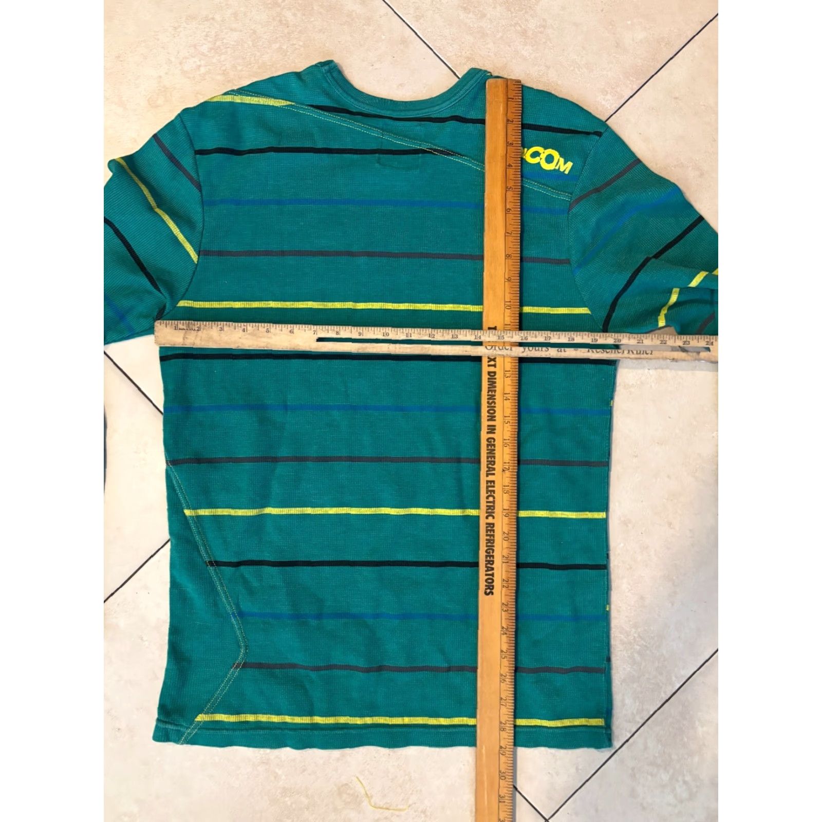 Volcom Volcom T-Shirt Thermal Long Sleeve Striped Waffle Knit Skull Vintage XL Green Mens Size US XL / EU 56 / 4 - 5 Thumbnail