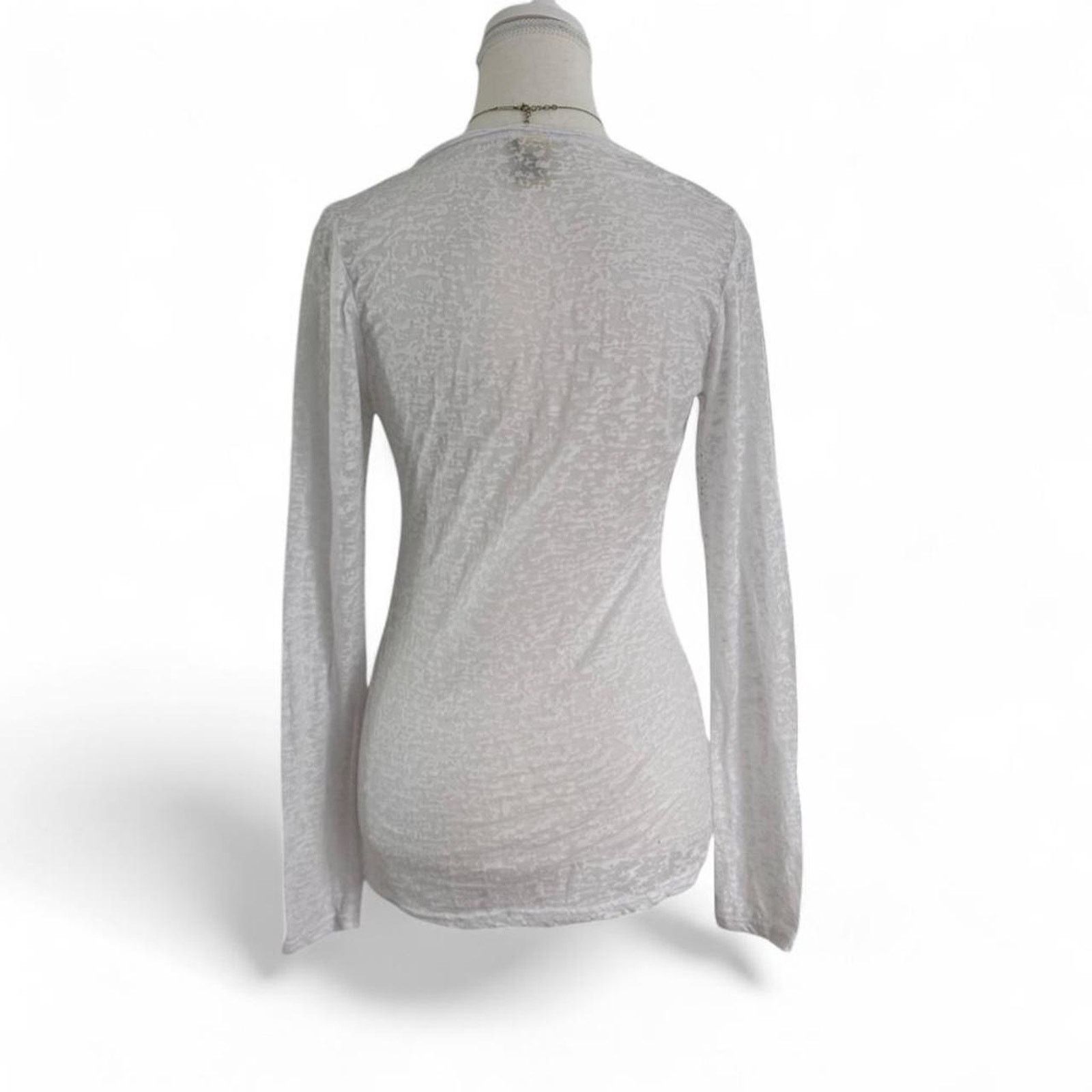 Other White Y2K Sheer Full Length Fitted V Neck Long Sleeve Size L Size L / US 10 / IT 46 - 2 Thumbnail