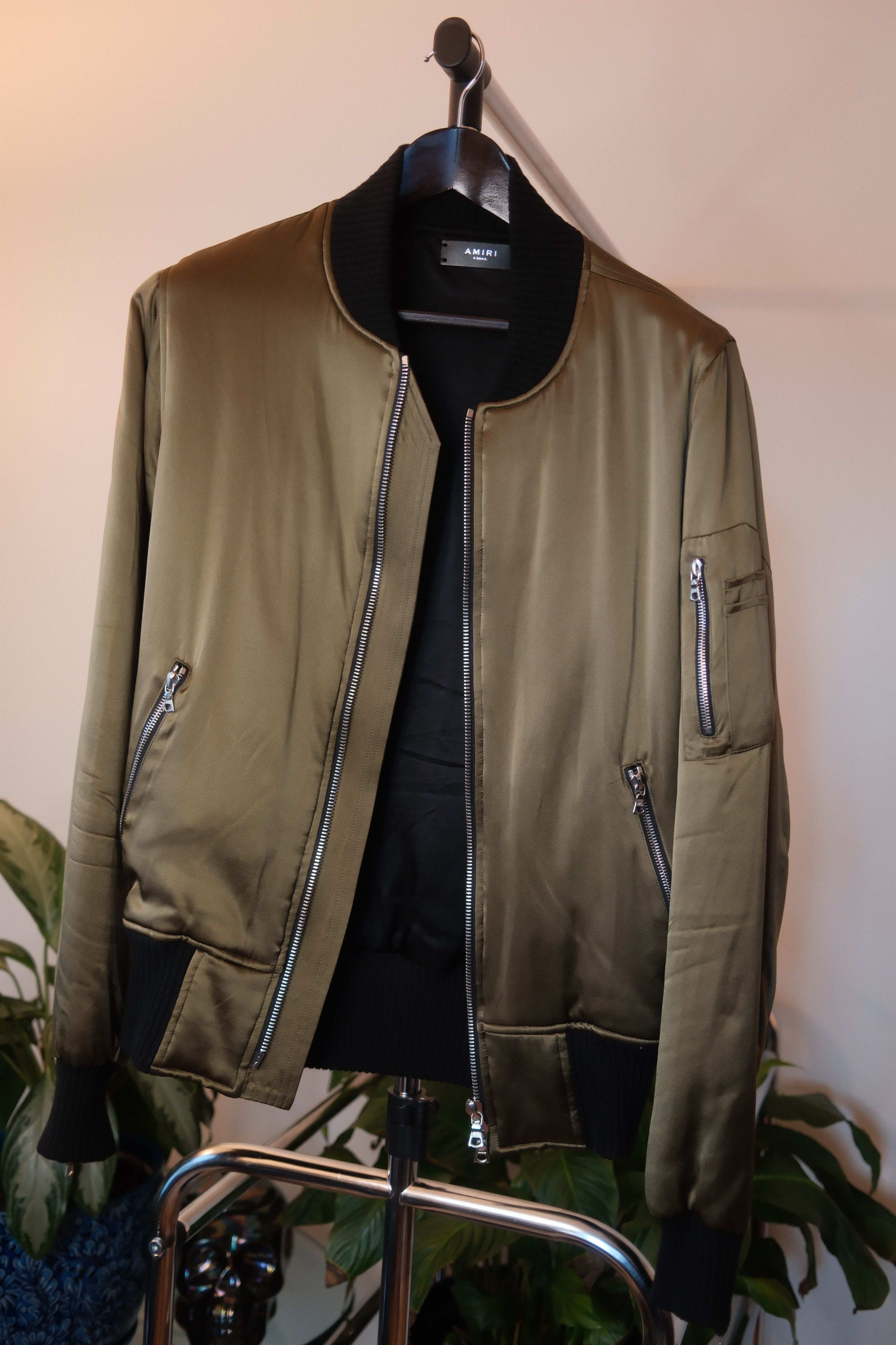 Amiri Silk Olive Bomber Size US XS / EU 42 / 0 - 1 Thumbnail