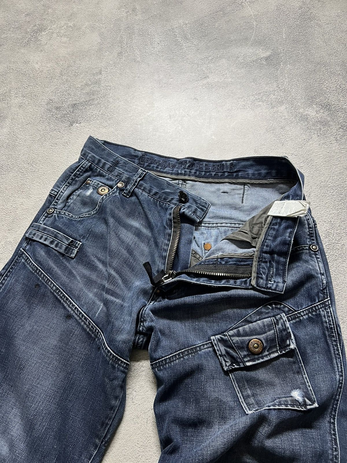 G-Star × Vintage Vintage Y2k G Star Raw 💙 Multi Pocket Denim Jeans 00’s Size US 32 / EU 48 - 8 Thumbnail