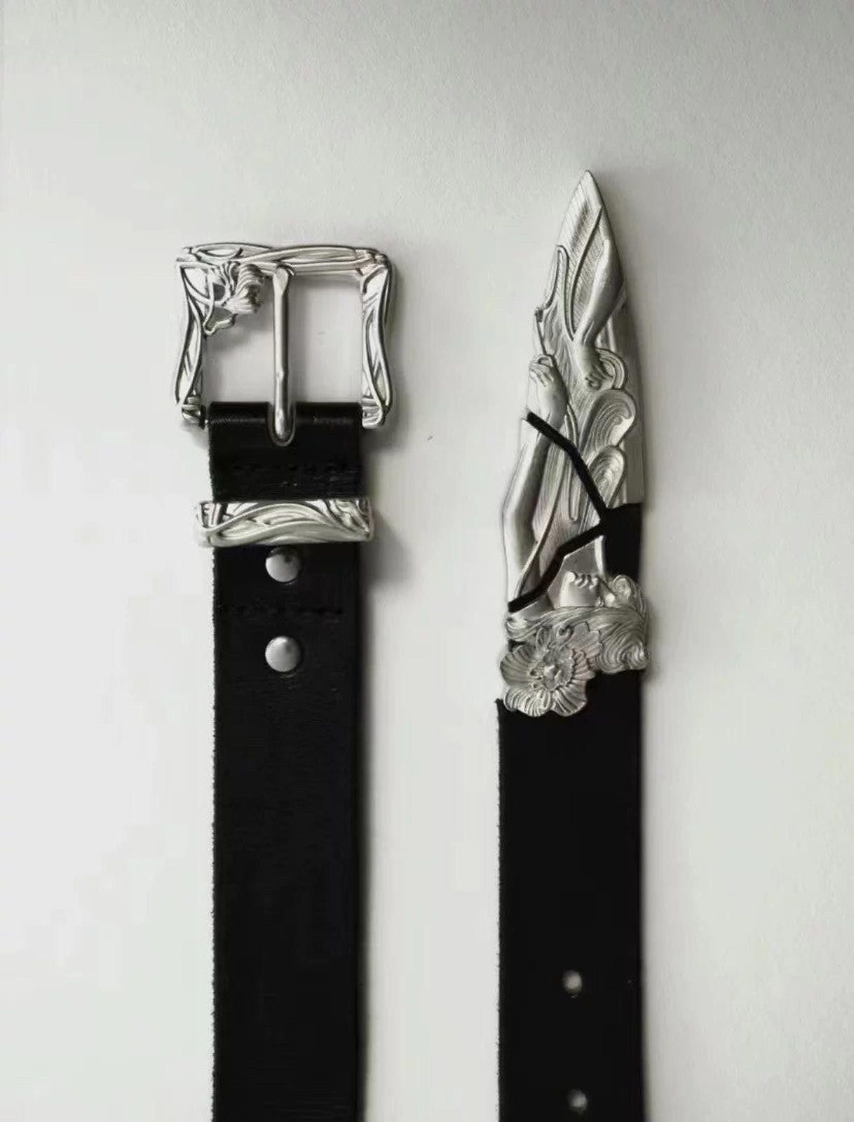 Japanese Brand Western Sword Belt – Carved Blade Detail, Y2K Style Size ONE SIZE - 2 Thumbnail
