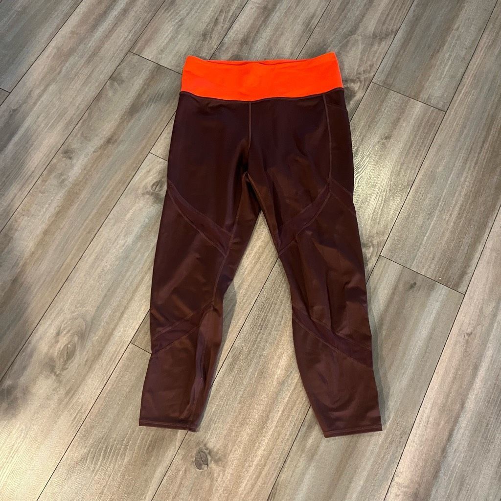 Nike Athleta Brown Athletic Workout Leggings Women Large Bin N-28 Size 30" / US 8 / IT 44 - 2 Thumbnail