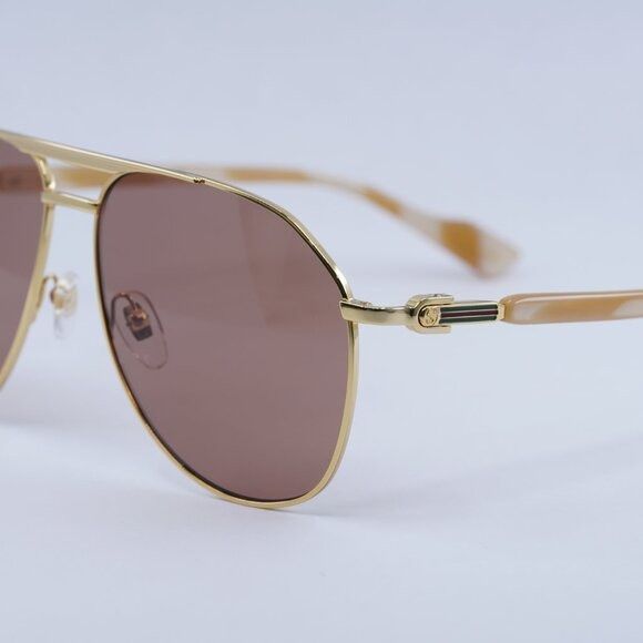 Gucci 🕶️ New Gucci GG1220S 003 Sunglasses - Gold Frame, Cognac Size ONE SIZE - 5 Thumbnail
