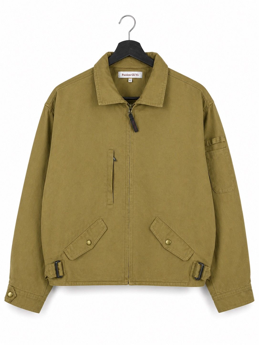 Japanese Brand Vintage Pa·Sión·GUY Khaki Utility Jacket Minimalist Zip Size US L / EU 52-54 / 3 - 1 Thumbnail