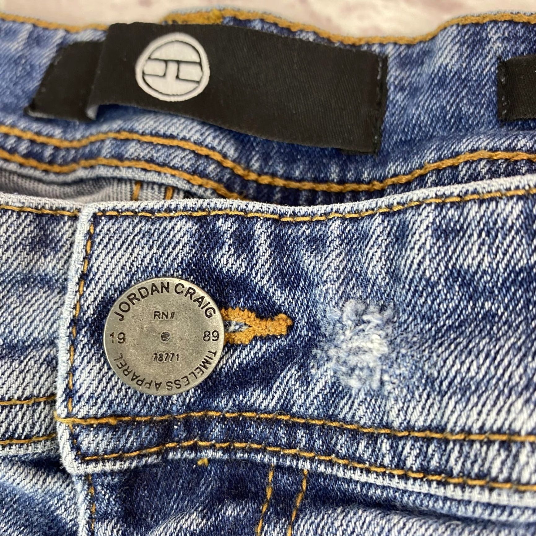 Jordan Craig Jordan Craig Shorts Mens 36 Blue Denim Distressed Frayed Hem Casual Streetwear Size US 36 / EU 52 - 5 Thumbnail