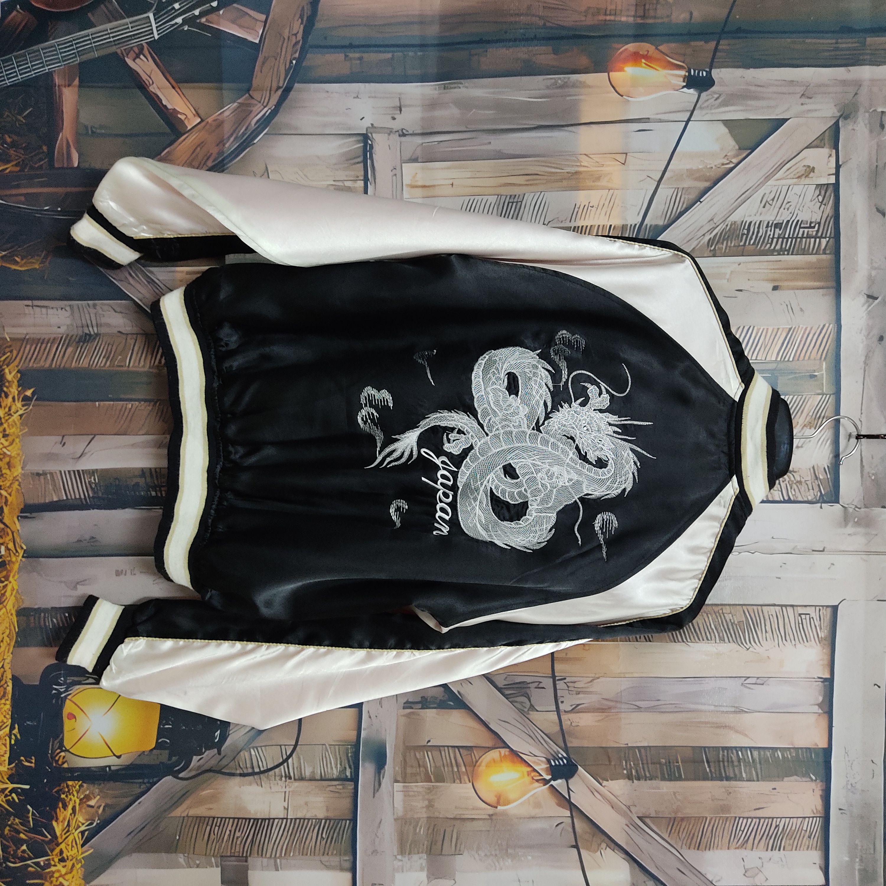 image of Kimono Japan Dragon x Sukajan Souvenir Jacket Thirdrow Japanese Dragons Sukajan Light Zipper Jacket