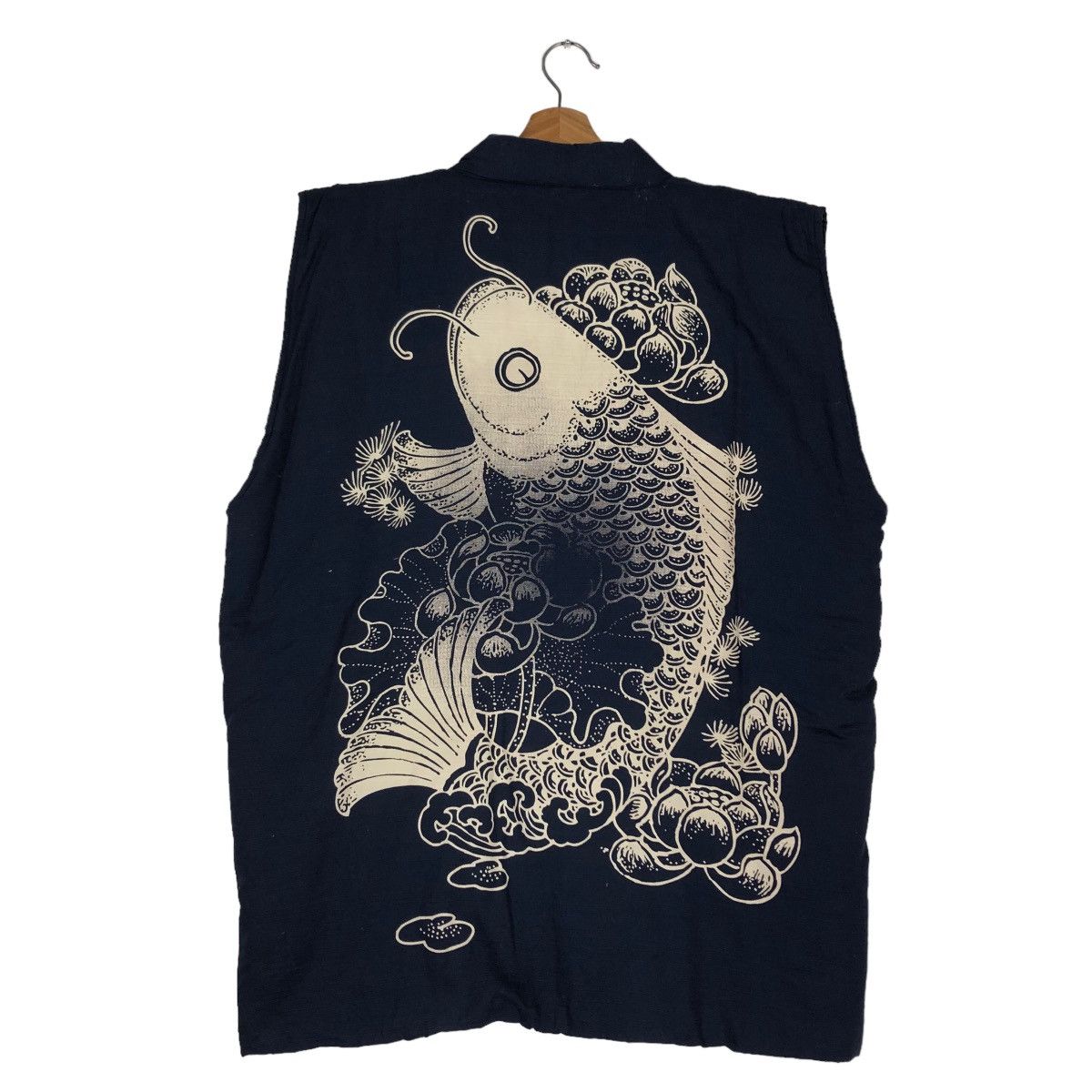 Japanese Brand 📌VINTAGE WA FUME VEST SLEEVE LESS FISH KOIL BIG LOGO Size US L / EU 52-54 / 3 - 1 Thumbnail