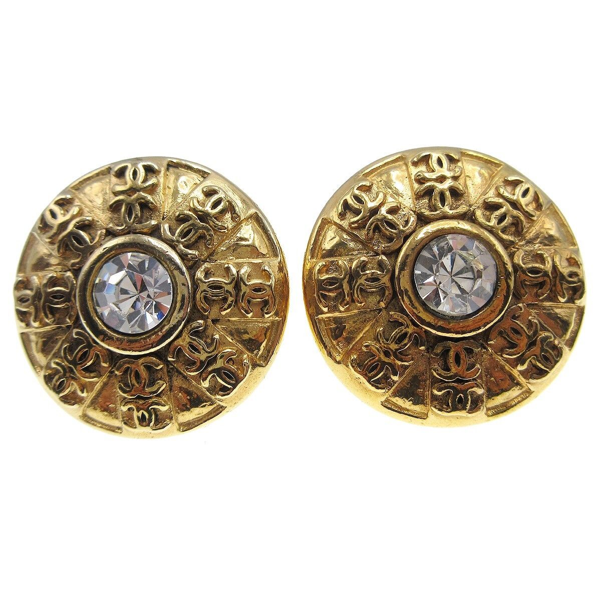 Chanel Chanel CC Round Metal and Crystal Size ONE SIZE - 1 Thumbnail