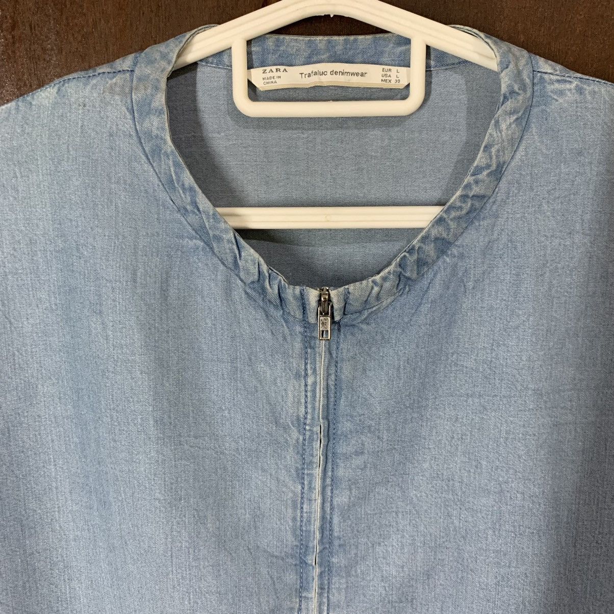 Zara Zara Full Zip Denim Jacket Size L / US 10 / IT 46 - 2 Thumbnail