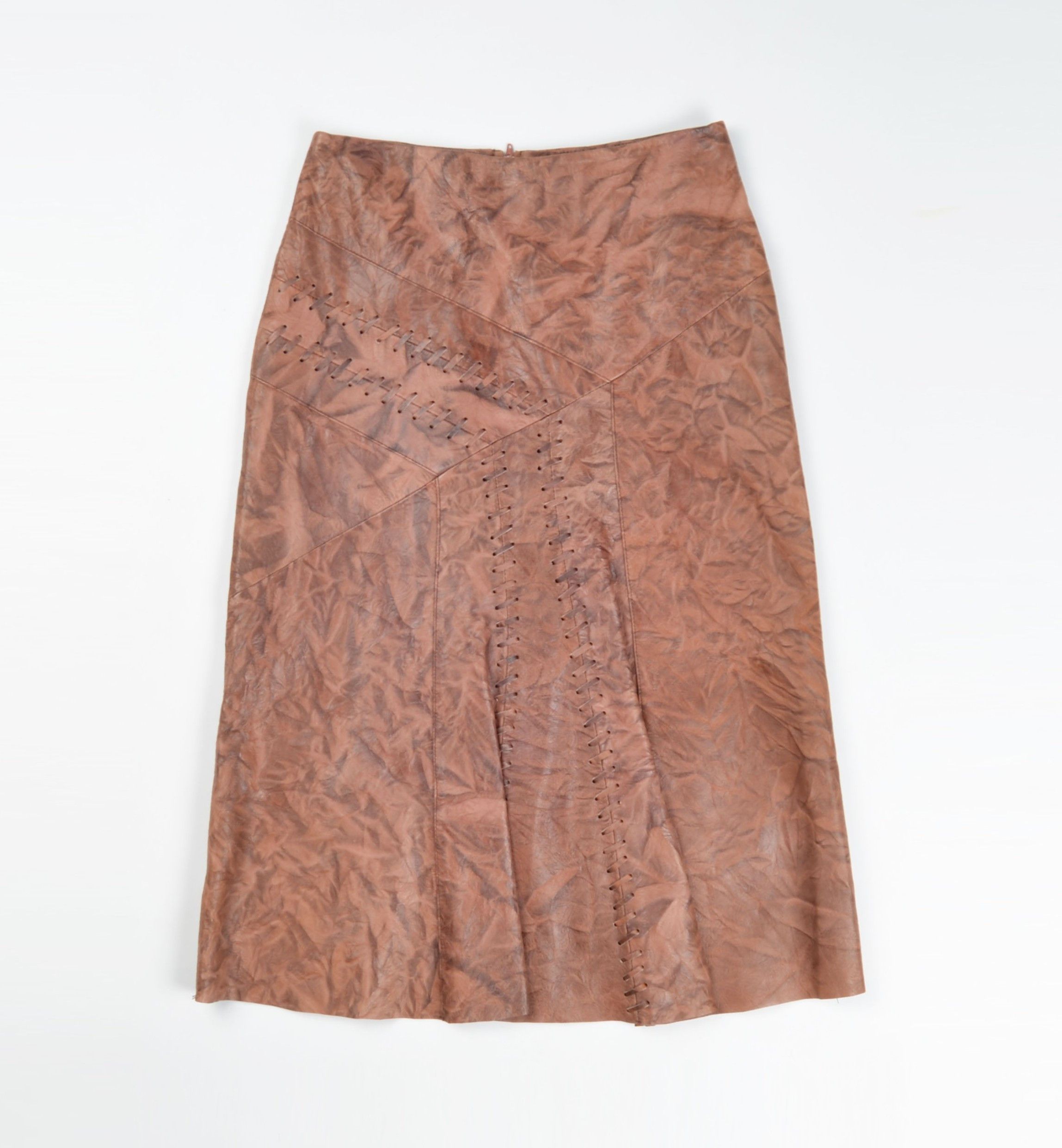 Vintage Vintage KIT Genuine Leather Patchwork Grunge Boho Skirt Size 26" / US 2 / IT 38 - 1 Thumbnail