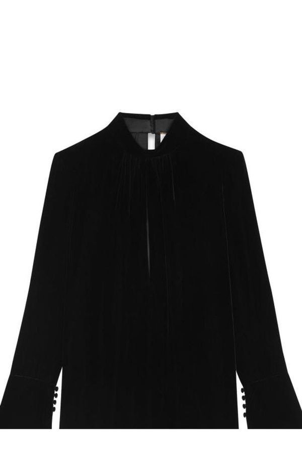 Saint Laurent Paris o1s1wg110924 Short Dress in Velvet in Black Size M / US 6-8 / IT 42-44 - 2 Thumbnail