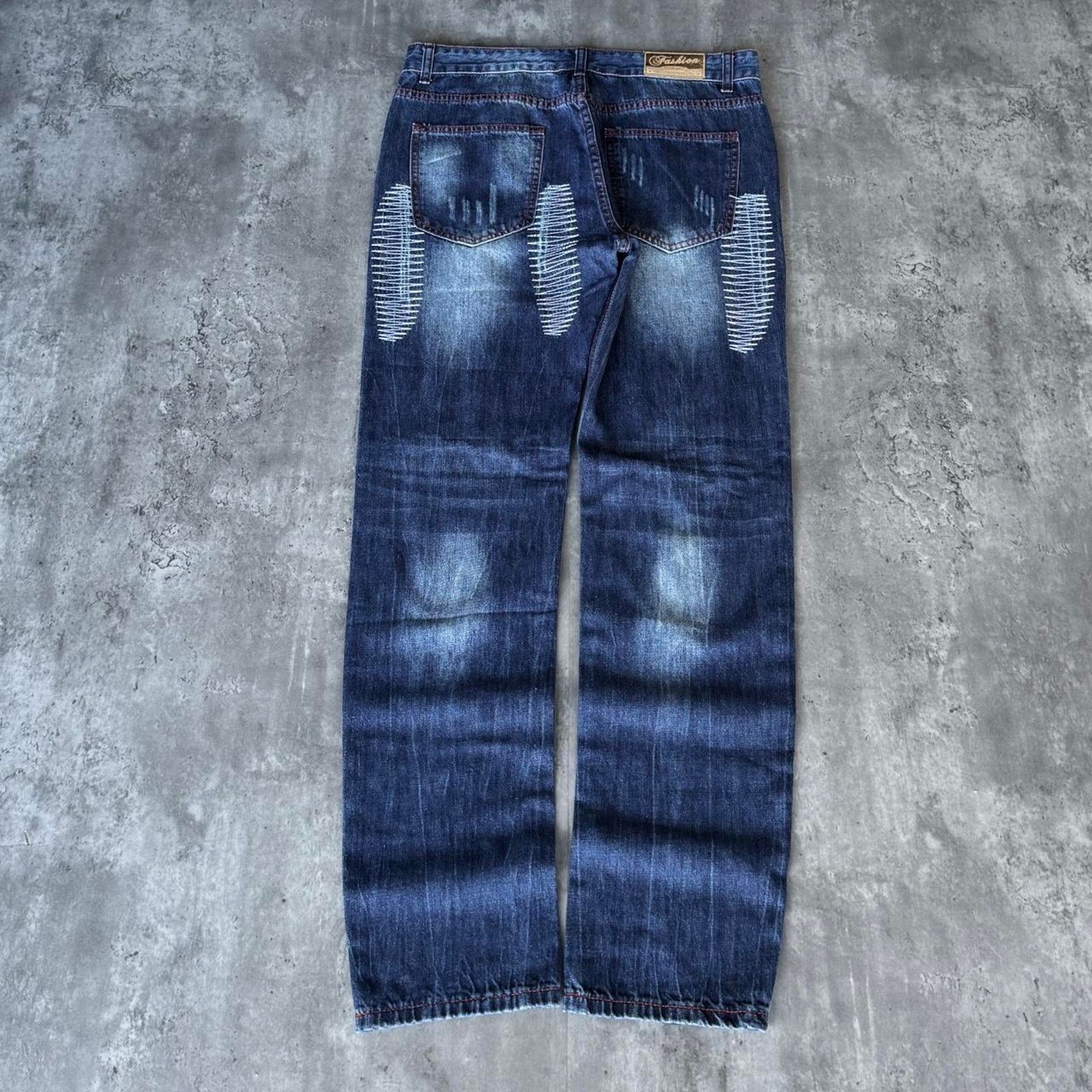 Japanese Brand × Vintage Vintage Y2K Embroidered Patchwork Grunge Opium Denim Jeans Size US 34 / EU 50 - 2 Thumbnail