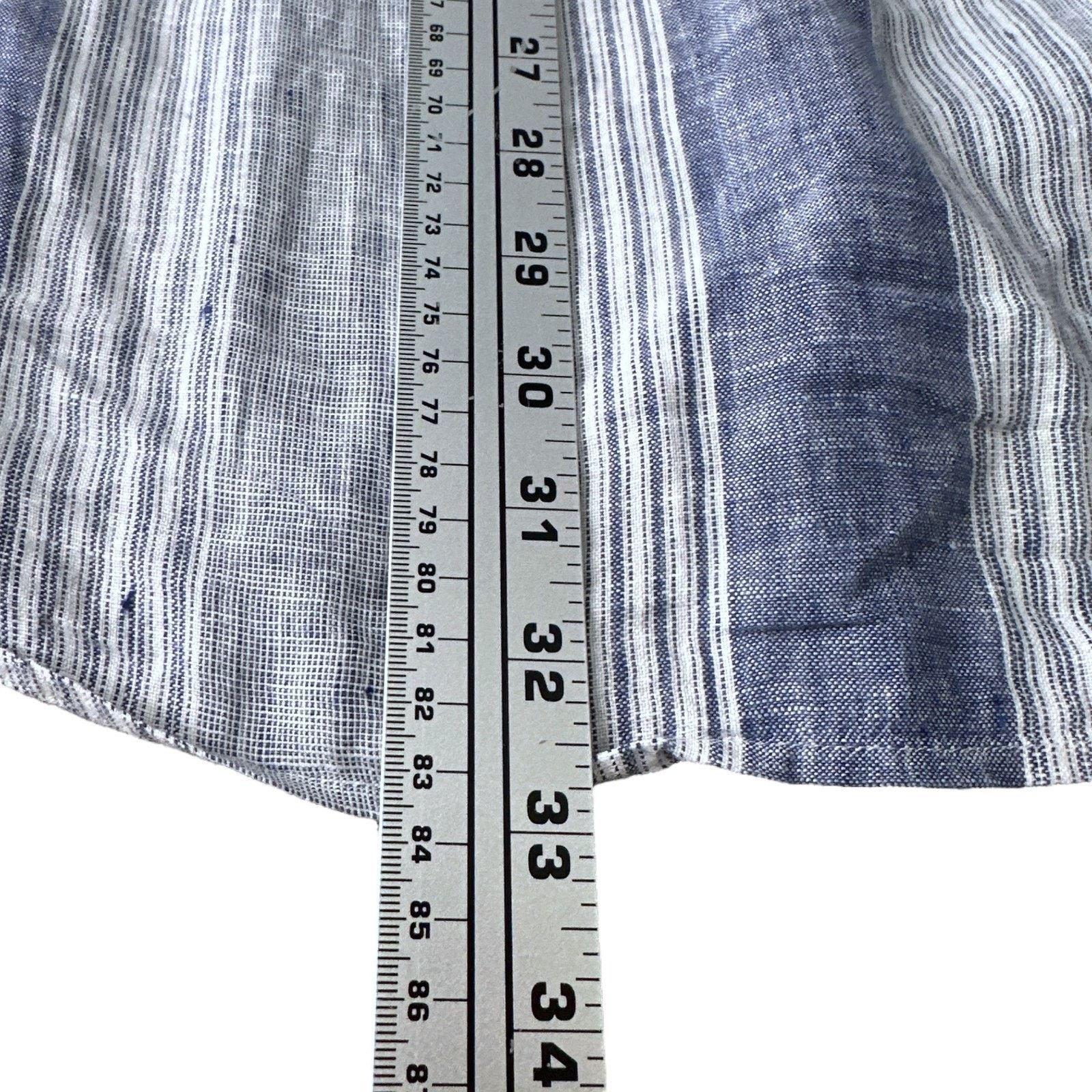 Brooks Brothers Brooks Brothers Linen Shirt Mens Large Blue Stripe Button Size US L / EU 52-54 / 3 - 9 Thumbnail