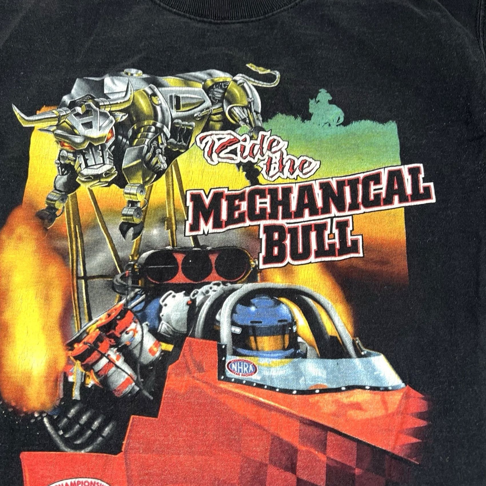 Fruit Of The Loom VINTAGE NHRA Drag Racing Ride The Mechanical Bull T-Shirt Mens Size M Black Fruit of the Loom Size US M / EU 48-50 / 2 - 3 Thumbnail