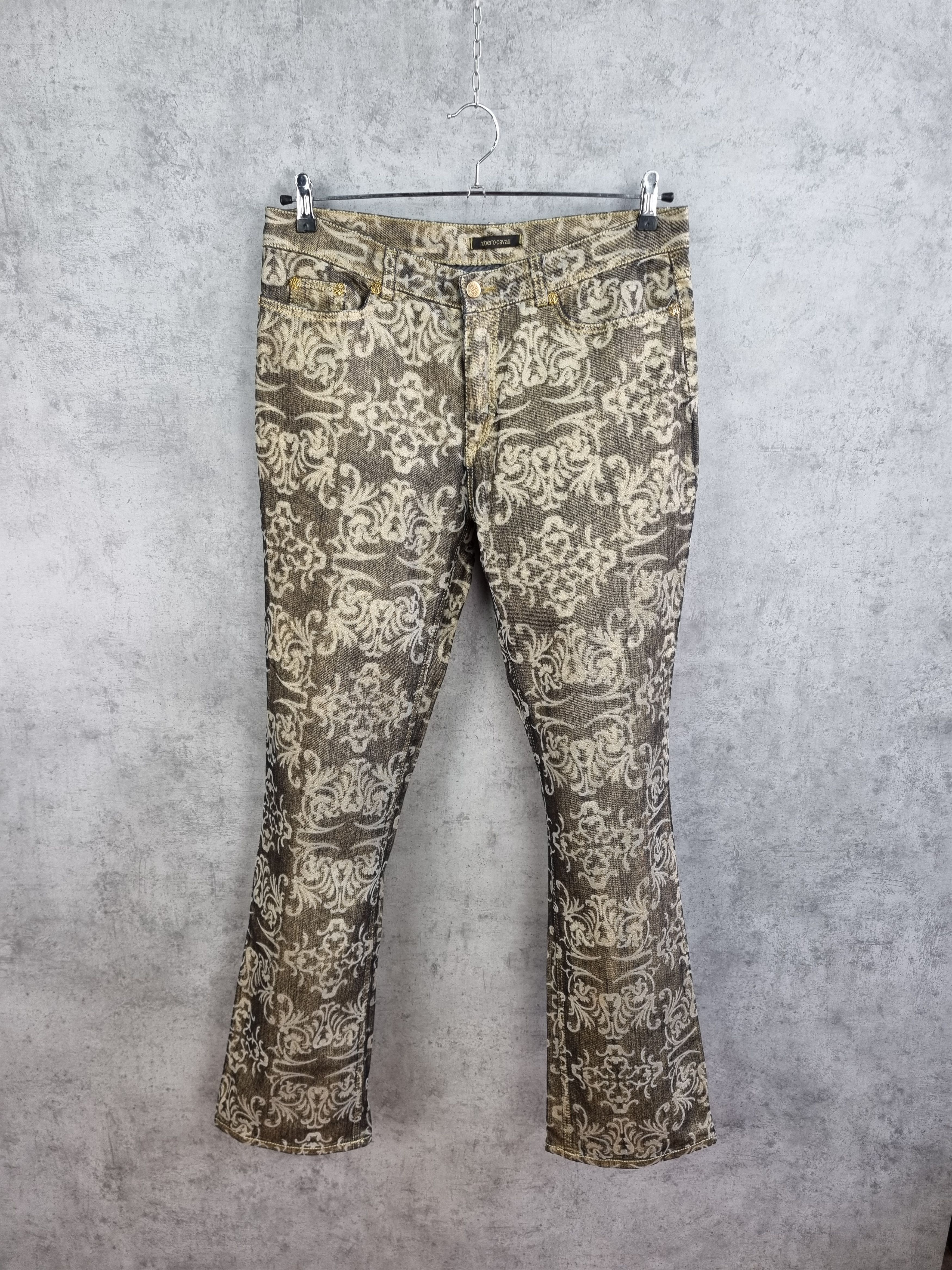 Roberto Cavalli Roberto Cavalli Golden Denim Art Design Exclusive Jeans Size US 33 - 4 Thumbnail