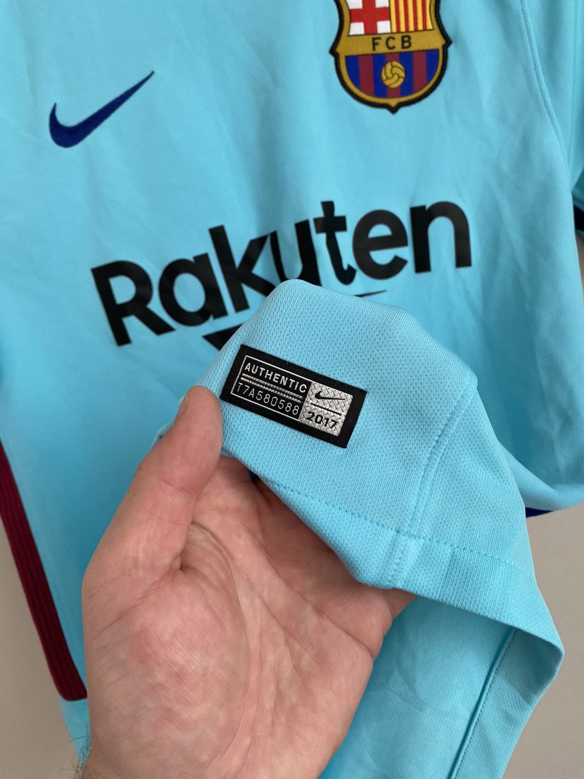 Nike Nike FC Barcelona 2017/18 Away Men's Soccer Size US S / EU 44-46 / 1 - 2 Thumbnail