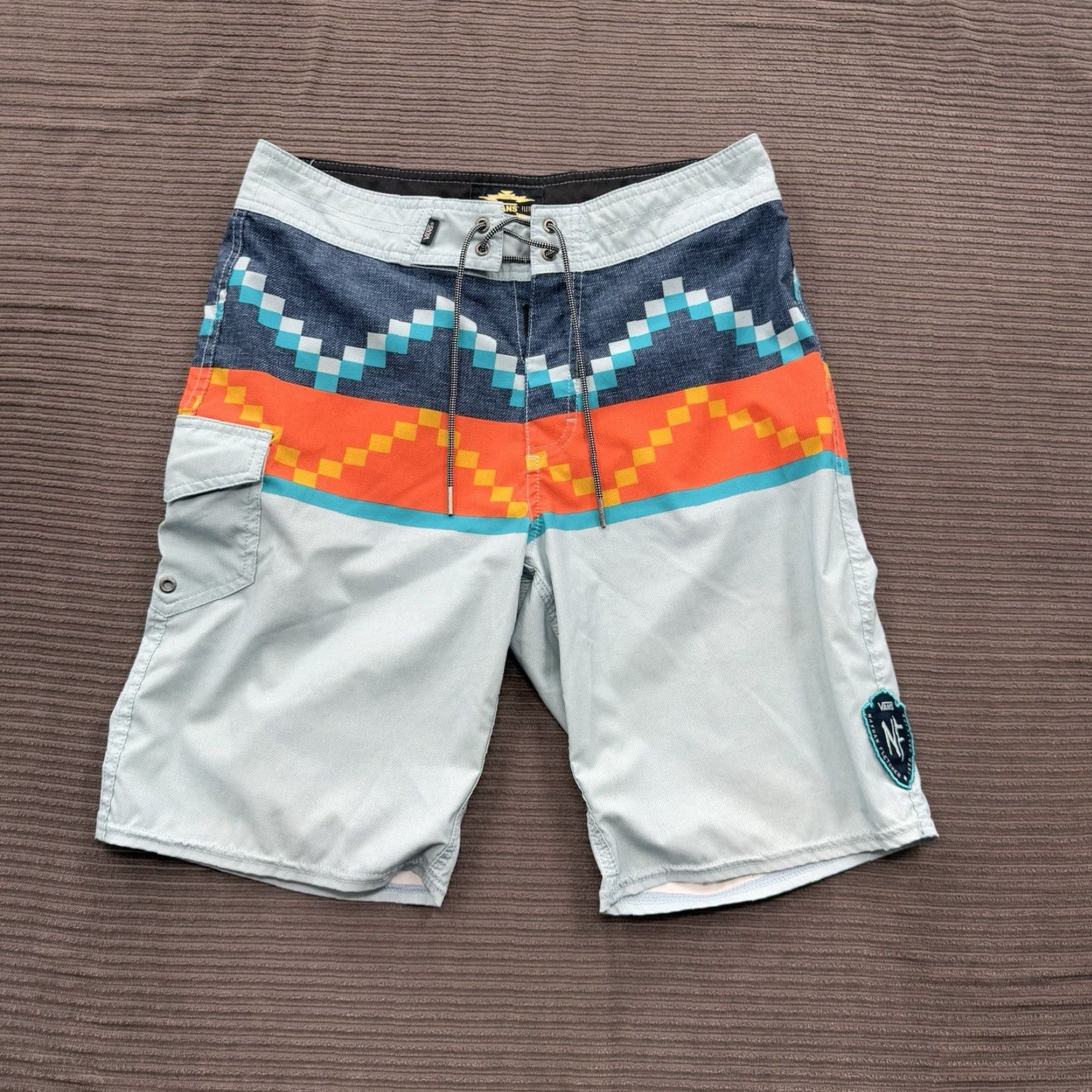 Vans VANS Nathan Fletcher Rising Swell Boardshort Men 30 Beach Swim Weekend Vacation Geometric Pattern Size US 30 / EU 46 - 2 Thumbnail