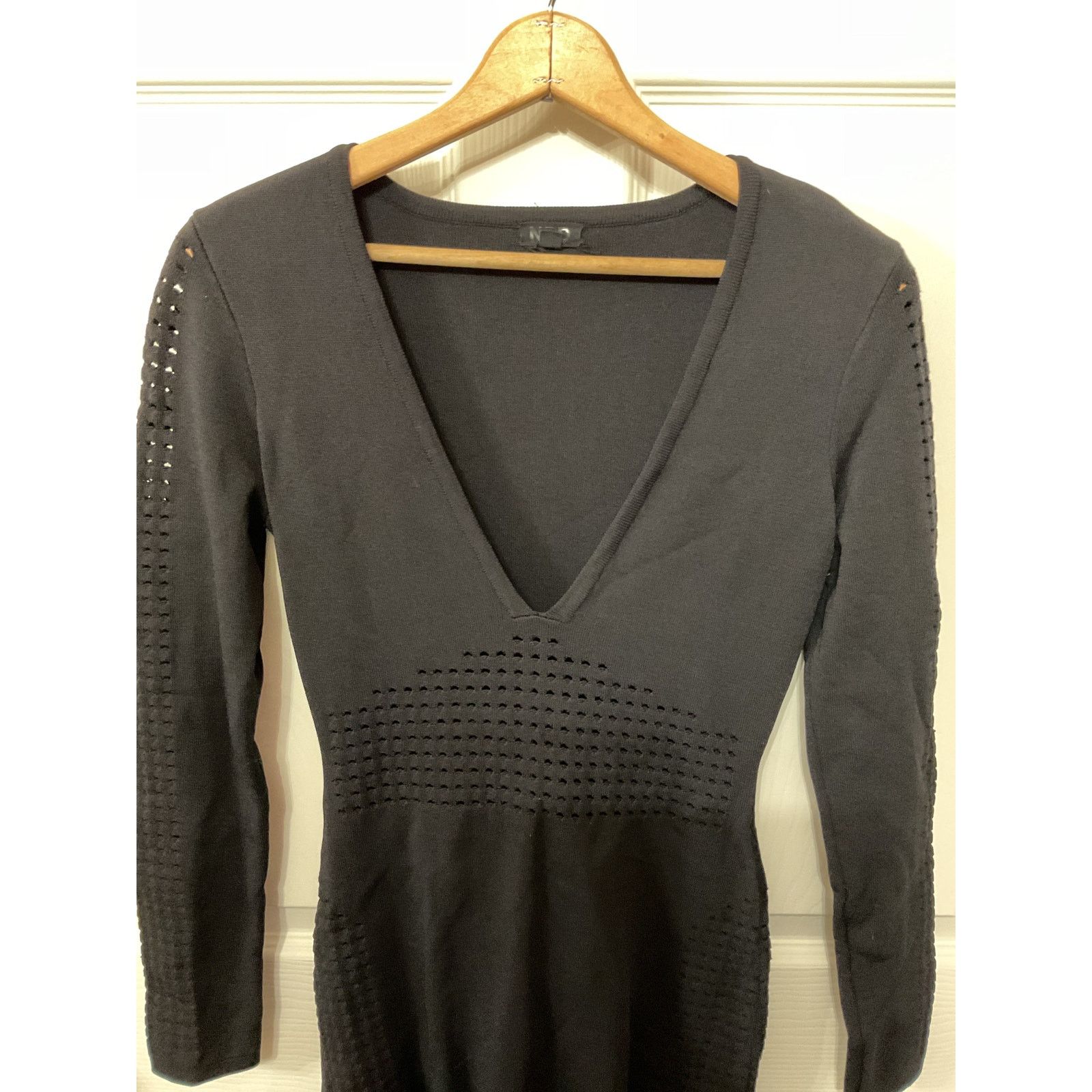 REVOLVE Revolve NBD Perforated Blk Long Sleeve Flutter Mini Dress,S Size S / US 4 / IT 40 - 2 Thumbnail