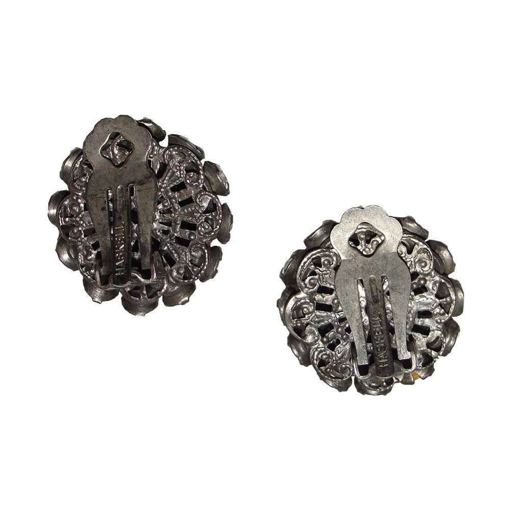 Designer Miriam Haskell Dome Clear Rhinestone Earrings Size ONE SIZE - 4 Thumbnail