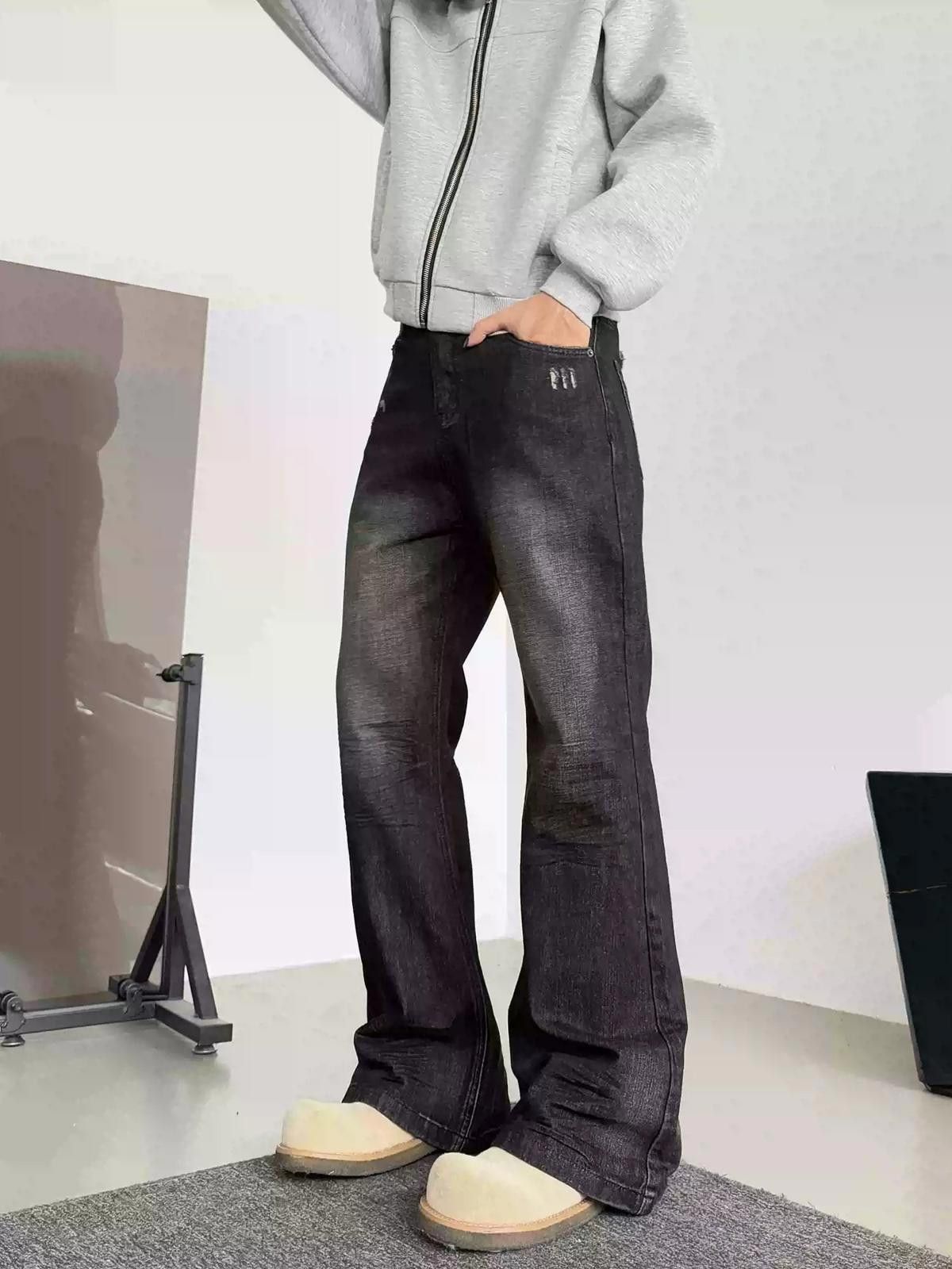Vintage Black Wide Leg Denim Jeans, Relaxed Fit Jeans Size US 30 / EU 46 - 3 Thumbnail
