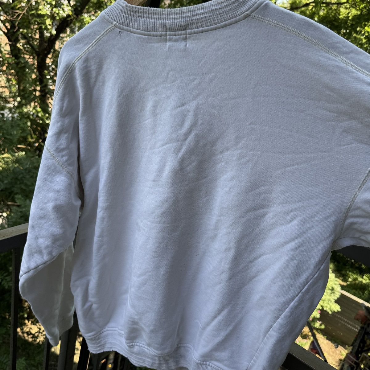 Vintage Thrashed Faded Distressed White Henley Sweatshirt ERD Grunge Size US L / EU 52-54 / 3 - 7 Thumbnail