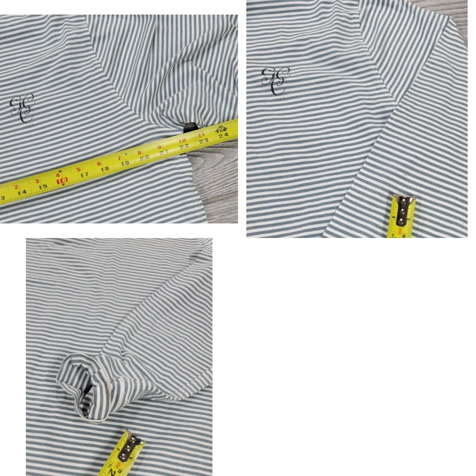 Vintage Tasc Polo Shirt Mens Striped Long Sleeve Cotton Blend Gray White Size L Size US L / EU 52-54 / 3 - 8 Thumbnail